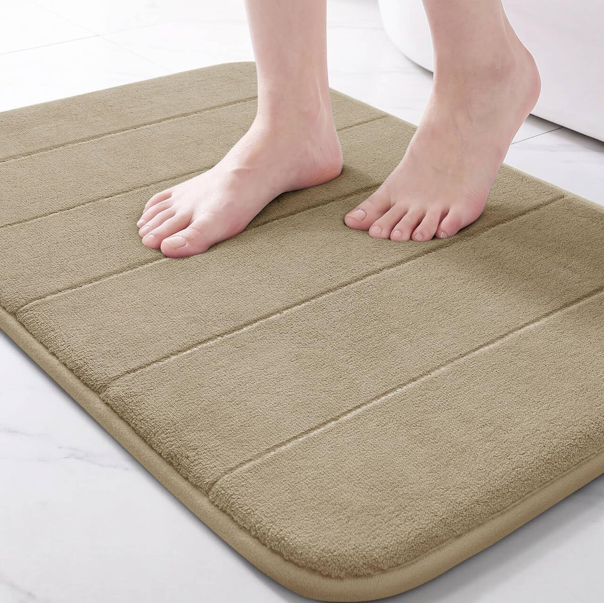 Yimobra Memory Foam Bath Mat, Super Soft Absorbent Bathroom Rug Non Slip, Quick Dry, Machine Washable Floor Carpet for Tub Shower, Home Decor Accessories, 24x17, Grey