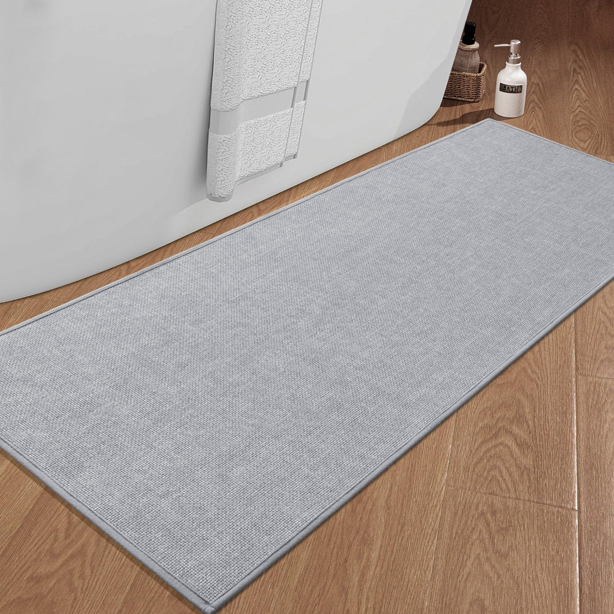 chakme Bathroom Rugs Mat 24x17, Ultra Thin Non Slip Bath Mat Small Quick Dry Absorbent Bath Mat for Bathroom Floor, (Dark Beige, 24"x17")