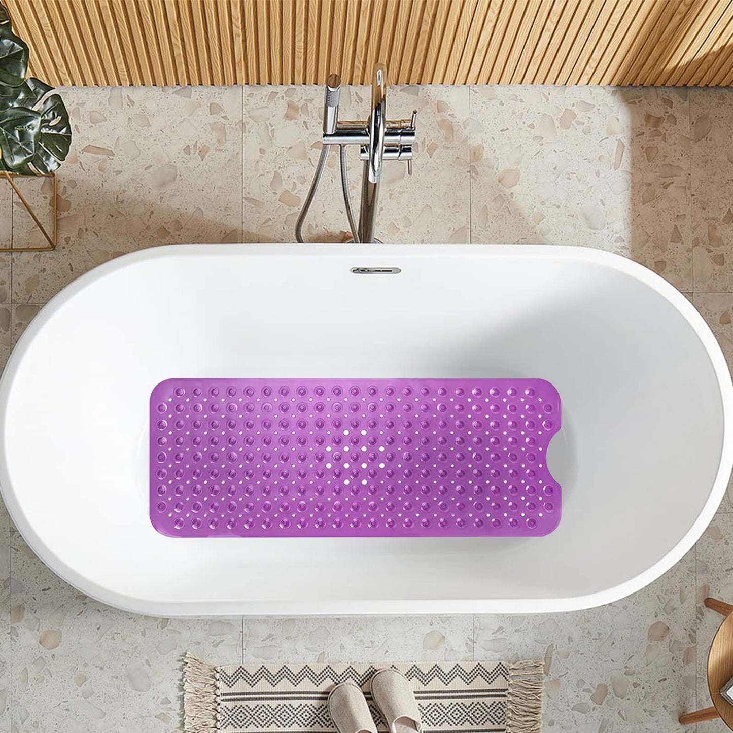 Upgrade Baby Bath Mat Non Slip Extra Long Bathtub Mat for Kids 40 X 16 Inch - Eco Friendly Bath Tub Mat with 200 Big Suction Cups,Machine Washable Shower Mat,Blue