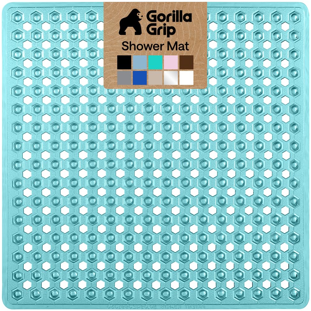 GORILLA GRIP Bath Tub Shower Mat, Bathtub Floor Liner, 35x16 Clear | Patented Large Mats, Machine Washable, Suction Cups and Drain Holes to Keep Tubs Clean, Soft on Feet, Bathroom Essentials