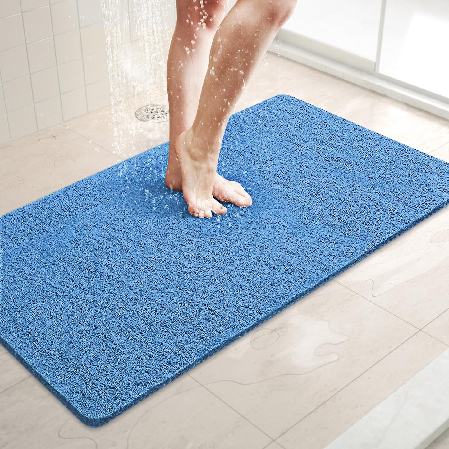 LuxStep Shower Mat Bathtub Mat,24x16 inch, Non-Slip Bath Mat with Drain, Quick Drying PVC Loofah Bathmat for Tub,Shower,Bathroom (Phthalate Free,Grey) | 24x16 inch PVC Loofah Bathmat for Tub,Shower,Bathroom (Phthalate Free,Grey)