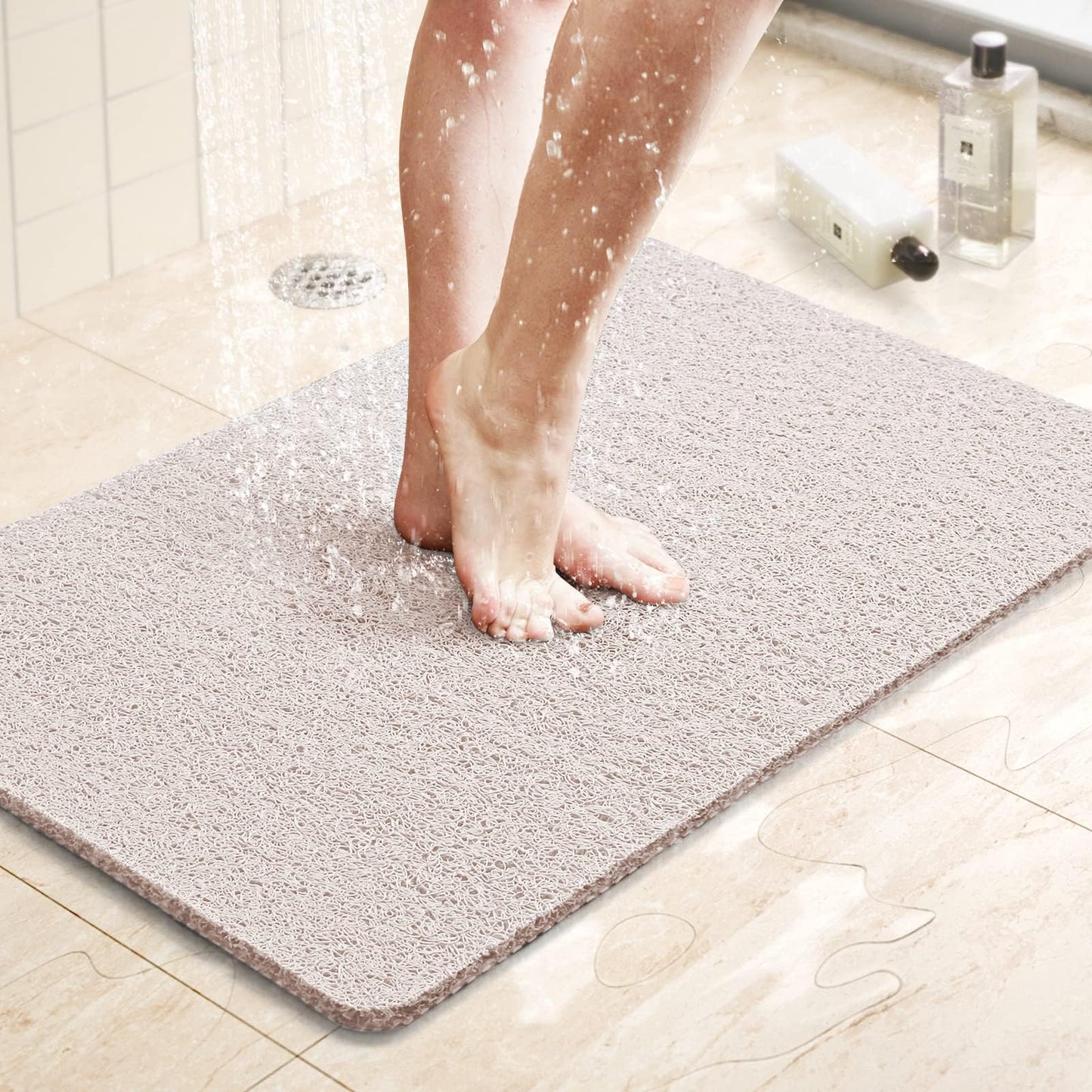 LuxStep Shower Mat Bathtub Mat,24x16 inch, Non-Slip Bath Mat with Drain, Quick Drying PVC Loofah Bathmat for Tub,Shower,Bathroom (Phthalate Free,Grey) | 24x16 inch PVC Loofah Bathmat for Tub,Shower,Bathroom (Phthalate Free,Grey)