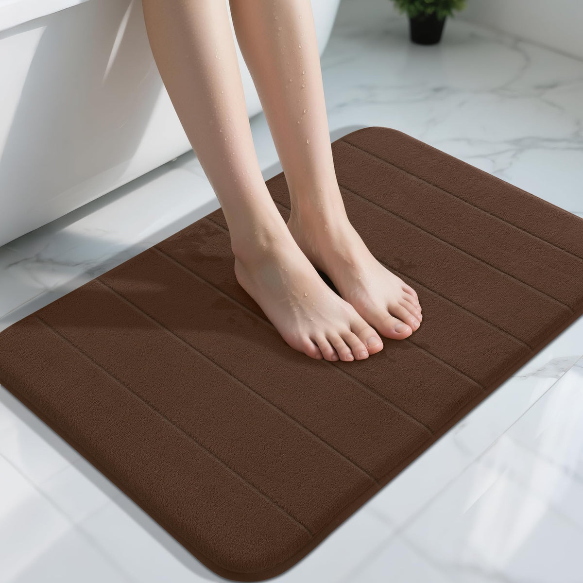 Yimobra Memory Foam Bath Mat, Super Soft Absorbent Bathroom Rug Non Slip, Quick Dry, Machine Washable Floor Carpet for Tub Shower, Home Decor Accessories, 24x17, Grey