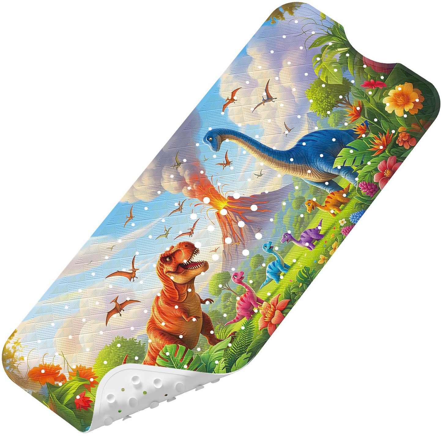Baby Bath Mat for Tub Non Slip Kids, BPA Free Extra Long Bathtub Mat 40x16 with Drain Holes and 200 Suction Cups, Non Toxic Machine Washable Toddler Bath Mat, No Fading, Sea