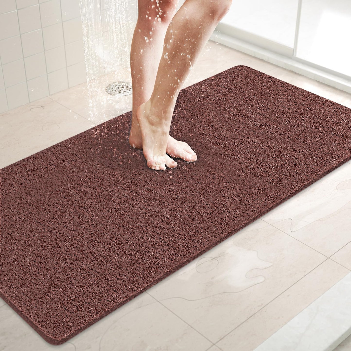 LuxStep Shower Mat Bathtub Mat,24x16 inch, Non-Slip Bath Mat with Drain, Quick Drying PVC Loofah Bathmat for Tub,Shower,Bathroom (Phthalate Free,Grey) | 24x16 inch PVC Loofah Bathmat for Tub,Shower,Bathroom (Phthalate Free,Grey)
