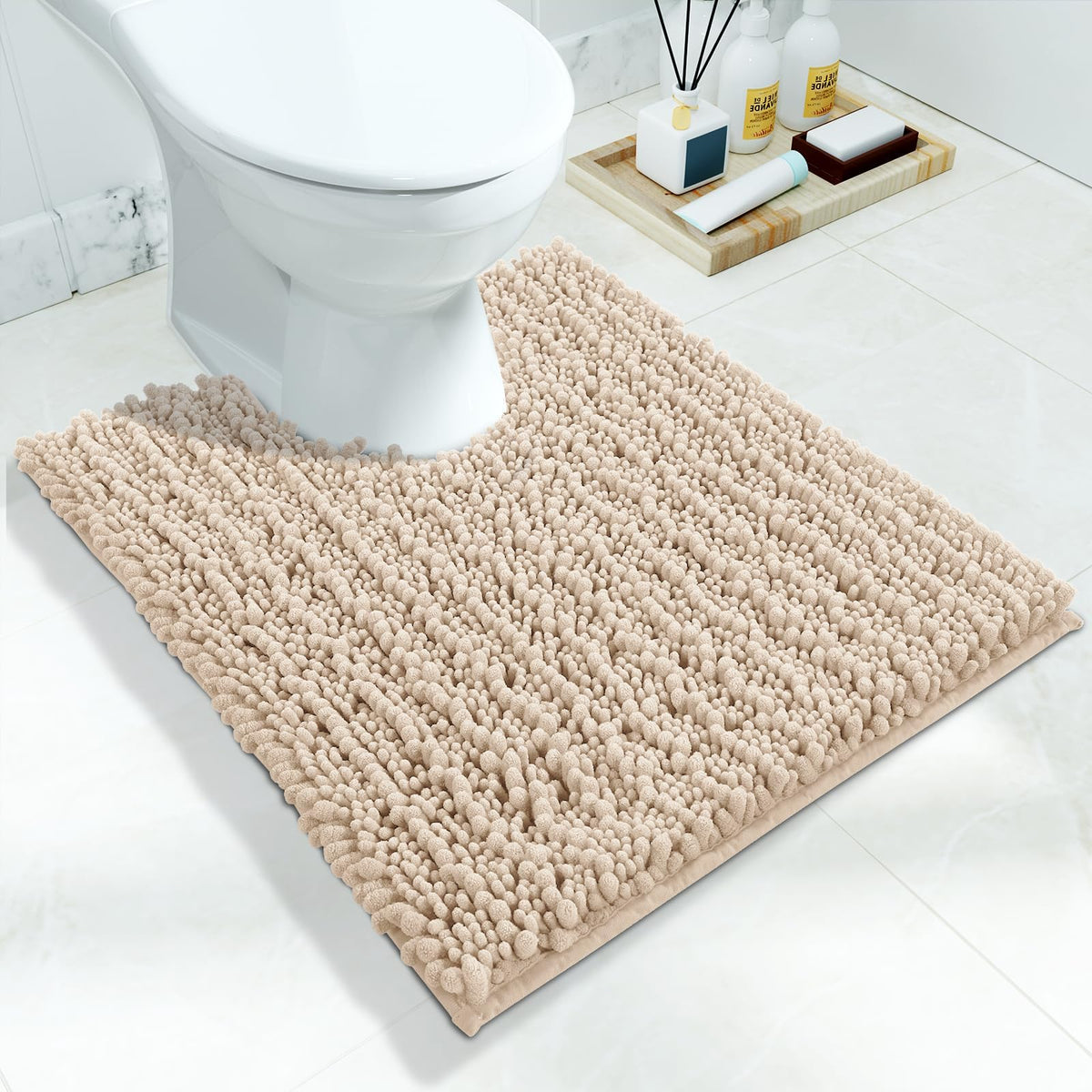 Yimobra Bathroom Rugs Non-Slip Washable – Extra Soft & Absorbent Chenille Bath Mat, Quick-Dry Plush Shaggy Floor & Vanity Bath Rugs for Tub & Shower, Modern Home Decor Accessories, 24 x 17, Grey