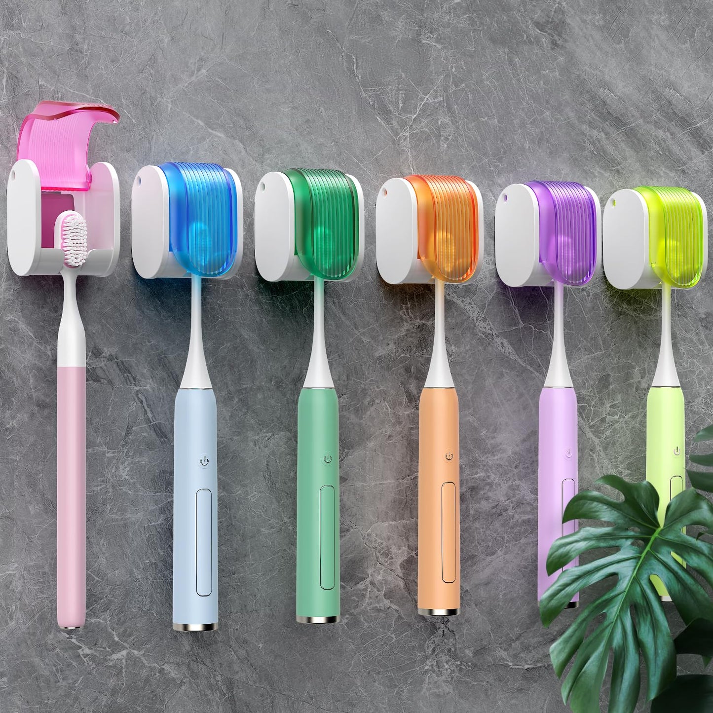 Toothbrush Holders for Bathrooms【Upgrade Single Slot Design】 Toothbrush Holder Wall Mounted with Cover Moisture-Proof and Dust-Proof Toothbrush Storage Organizer for Shower Family and Travel 5PCS