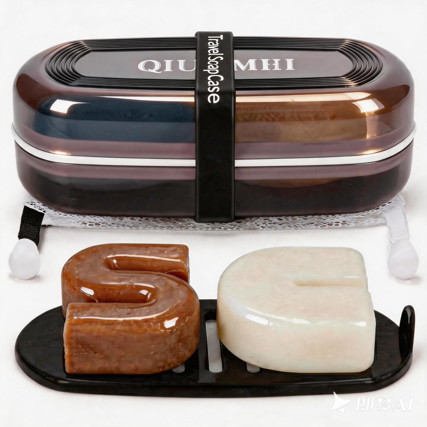 Shampoo Bar Holder and Soap Case | Leakproof Travel Container with Lid & Drain Tray | Includes Silicone Strap and Mesh Soap Bag | for Bathroom, Shower, Camping, Gym Travel (Red, Large)