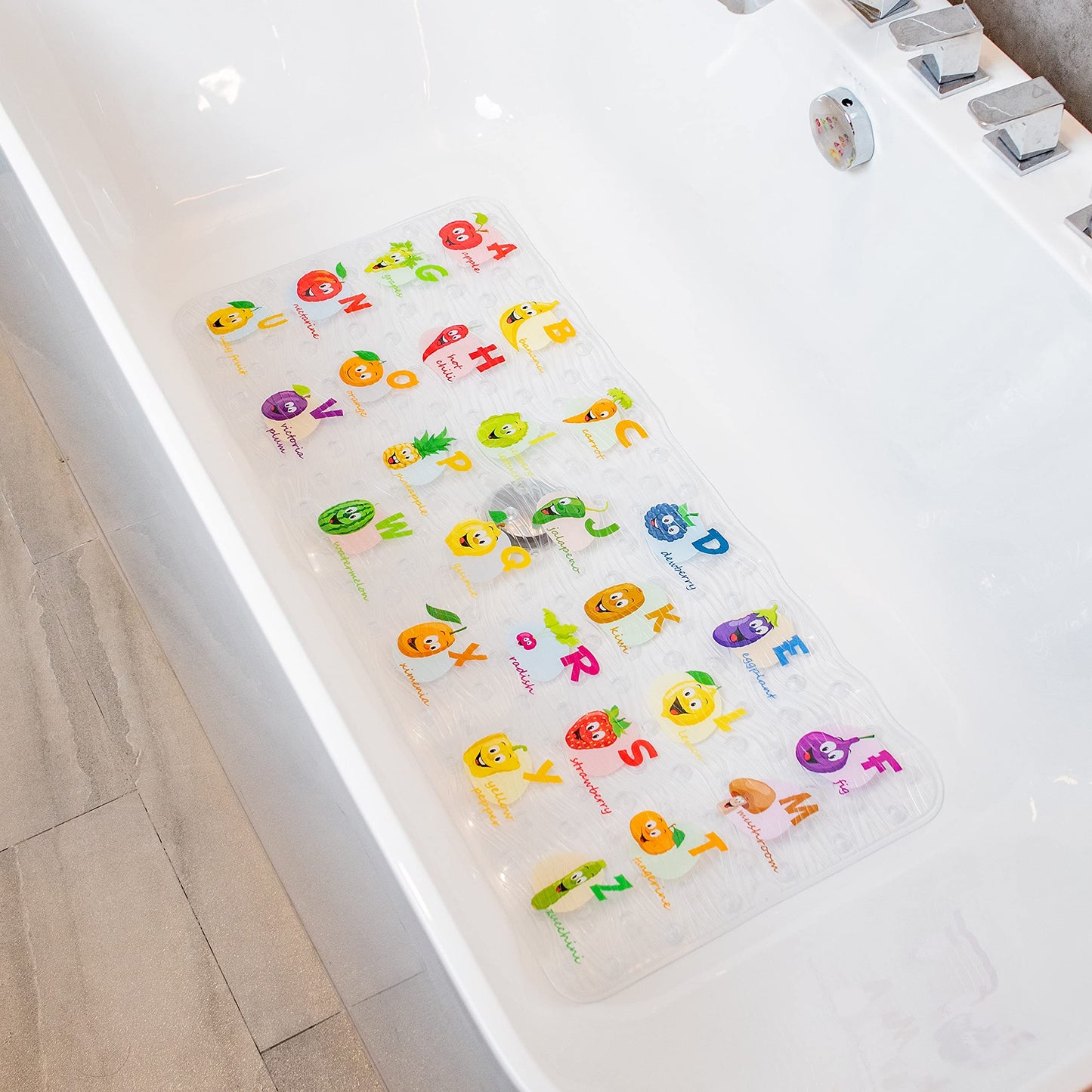 BEEHOMEE Bath Mats for Tub Kids,Baby Toddler - Large Cartoon Non-Slip Bathroom Bathtub Anti-Slip Shower Mats for Floor 35x15,Machine Washable XL Size Bathroom Mats (Blue-Octopus)
