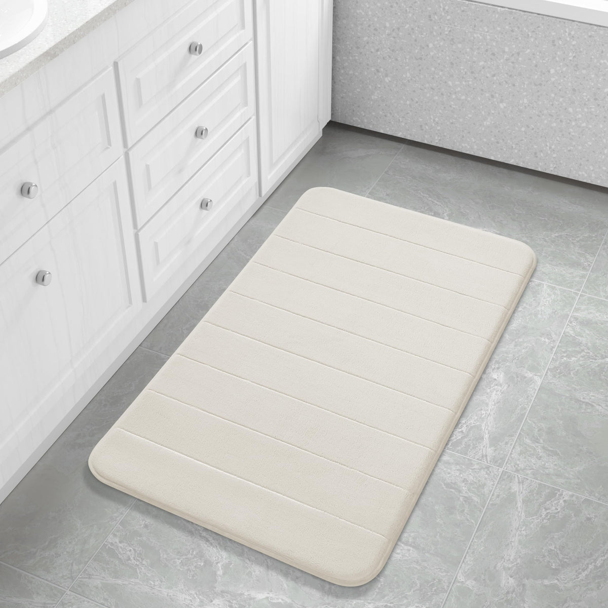 Yimobra Memory Foam Bath Mat, Super Soft Absorbent Bathroom Rug Non Slip, Quick Dry, Machine Washable Floor Carpet for Tub Shower, Home Decor Accessories, 24x17, Grey