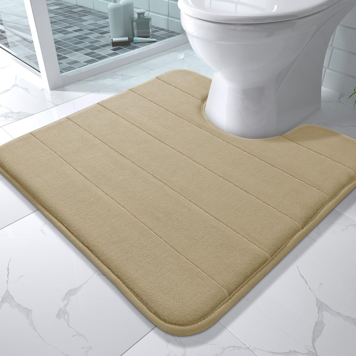 Yimobra Memory Foam Bath Mat, Super Soft Absorbent Bathroom Rug Non Slip, Quick Dry, Machine Washable Floor Carpet for Tub Shower, Home Decor Accessories, 24x17, Grey