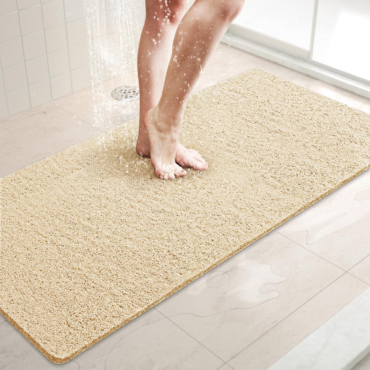 LuxStep Shower Mat Bathtub Mat,24x16 inch, Non-Slip Bath Mat with Drain, Quick Drying PVC Loofah Bathmat for Tub,Shower,Bathroom (Phthalate Free,Grey) | 24x16 inch PVC Loofah Bathmat for Tub,Shower,Bathroom (Phthalate Free,Grey)