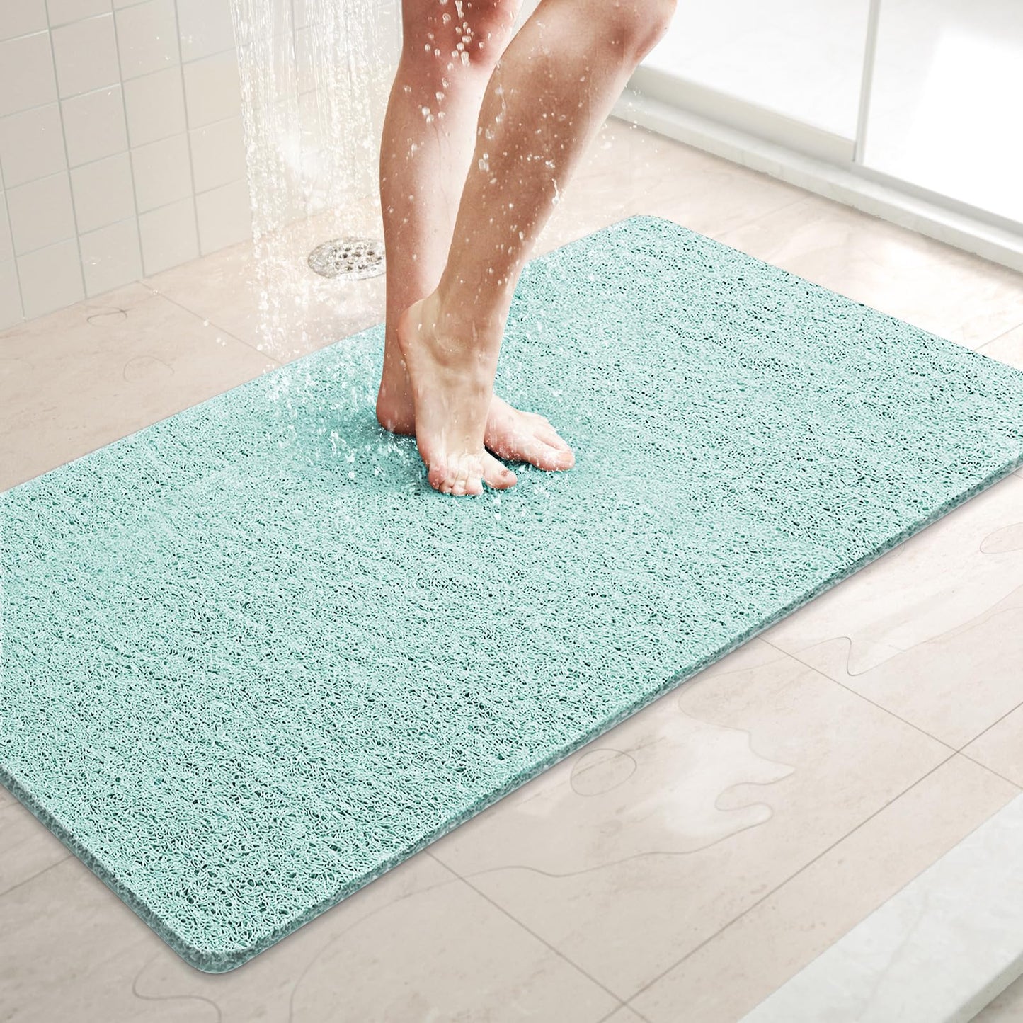 LuxStep Shower Mat Bathtub Mat,24x16 inch, Non-Slip Bath Mat with Drain, Quick Drying PVC Loofah Bathmat for Tub,Shower,Bathroom (Phthalate Free,Grey) | 24x16 inch PVC Loofah Bathmat for Tub,Shower,Bathroom (Phthalate Free,Grey)