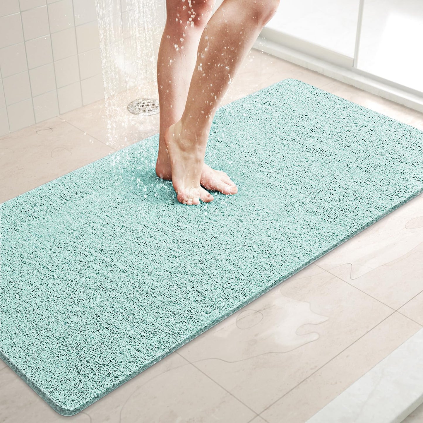 LuxStep Shower Mat Bathtub Mat,24x16 inch, Non-Slip Bath Mat with Drain, Quick Drying PVC Loofah Bathmat for Tub,Shower,Bathroom (Phthalate Free,Grey) | 24x16 inch PVC Loofah Bathmat for Tub,Shower,Bathroom (Phthalate Free,Grey)