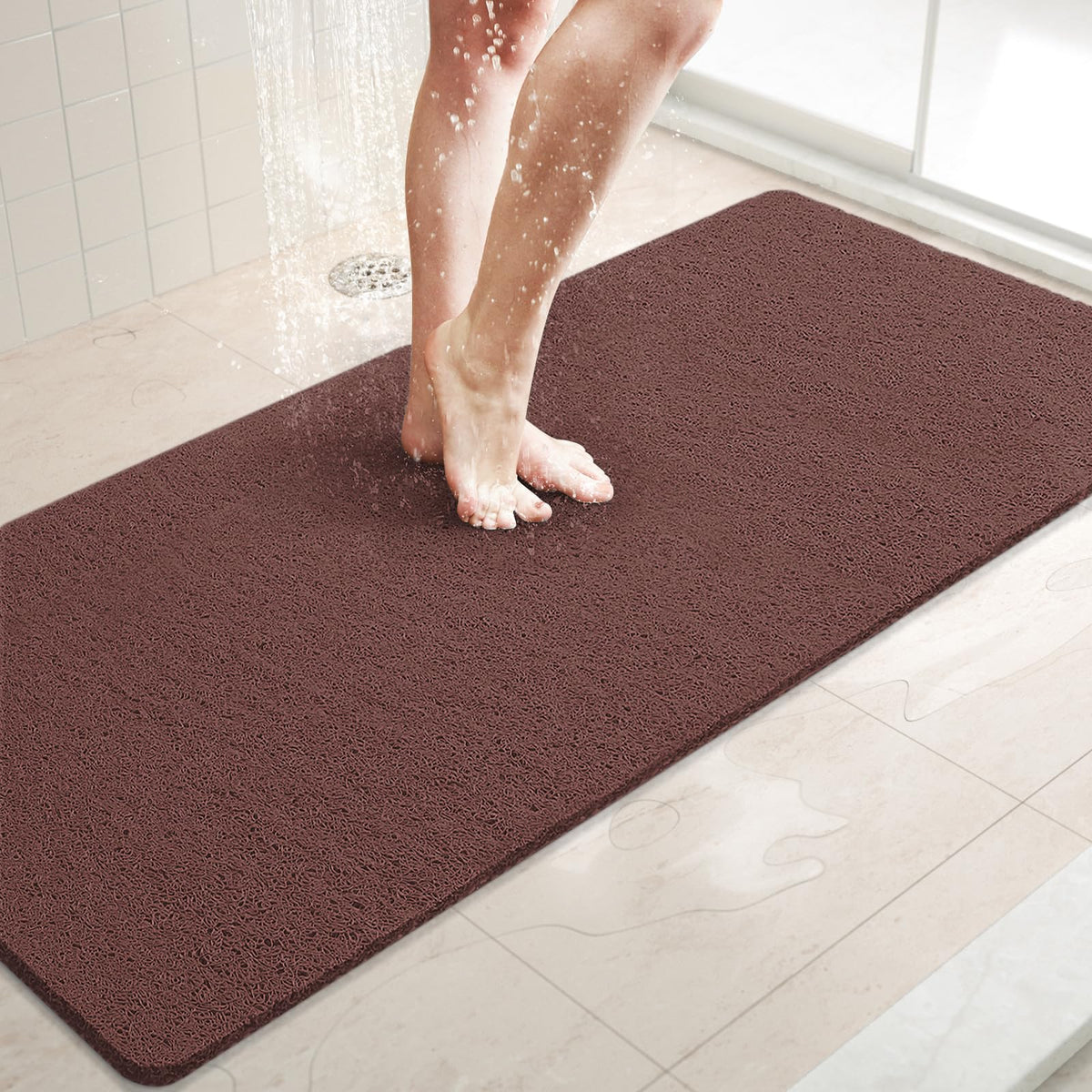 LuxStep Shower Mat Bathtub Mat,24x16 inch, Non-Slip Bath Mat with Drain, Quick Drying PVC Loofah Bathmat for Tub,Shower,Bathroom (Phthalate Free,Grey) | 24x16 inch PVC Loofah Bathmat for Tub,Shower,Bathroom (Phthalate Free,Grey)