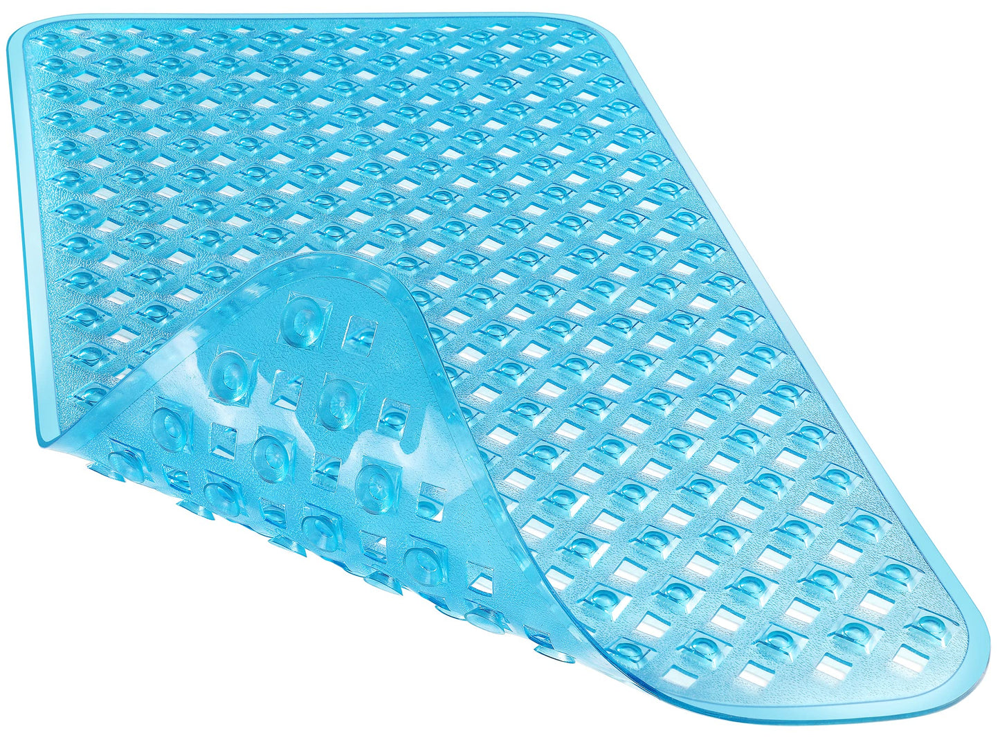 Yimobra Bathtub Mat Non Slip, 35"X16" Shower Mat with Strong Suction Cups & Drain Holes, Long Anti Slip Bath Tub Mat for Inside Shower, Machine Washable Fast Drying, Bathroom Essentials, Clear Blue