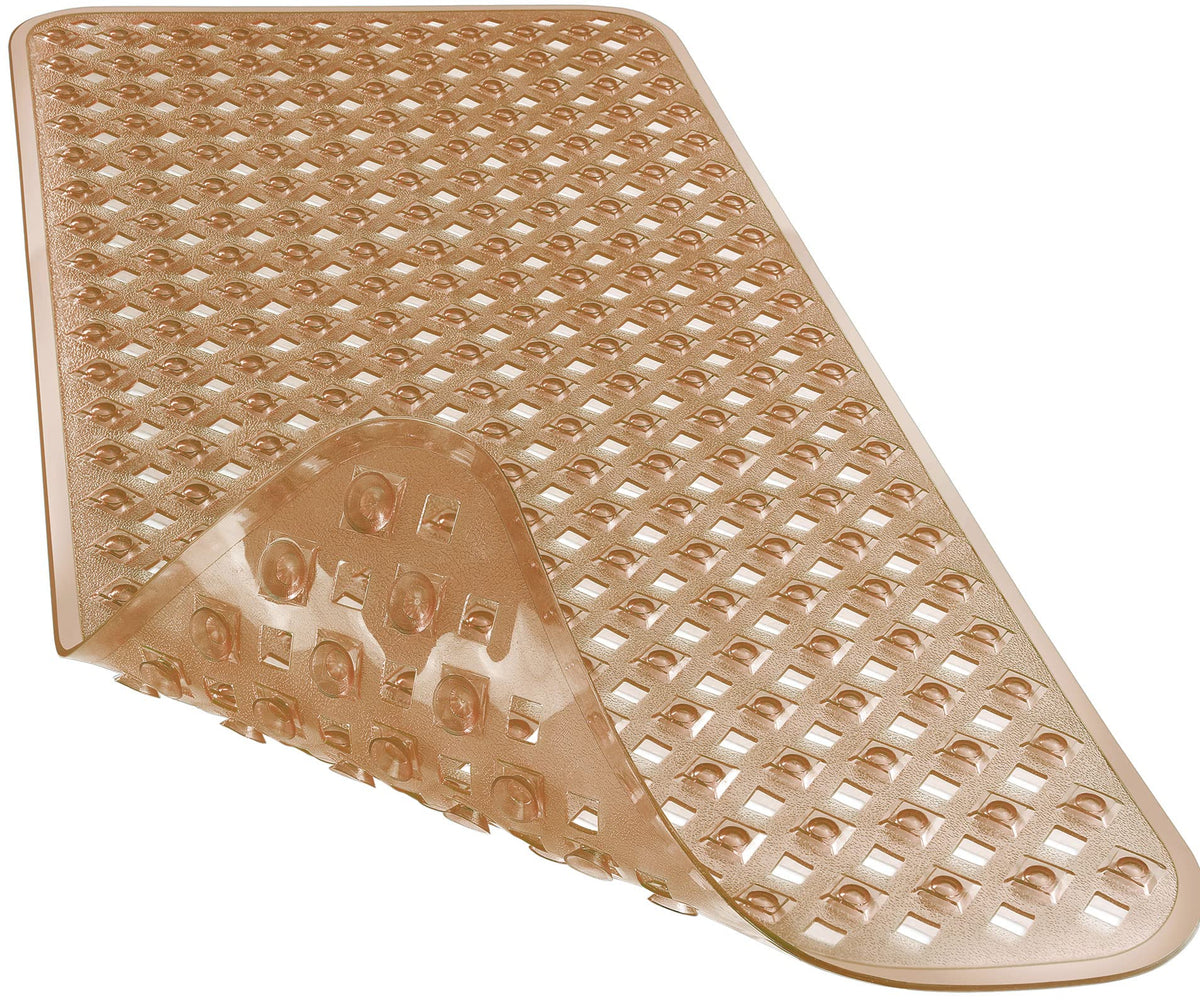 Yimobra Bathtub Mat Non Slip, 35"X16" Shower Mat with Strong Suction Cups & Drain Holes, Long Anti Slip Bath Tub Mat for Inside Shower, Machine Washable Fast Drying, Bathroom Essentials, Clear Blue