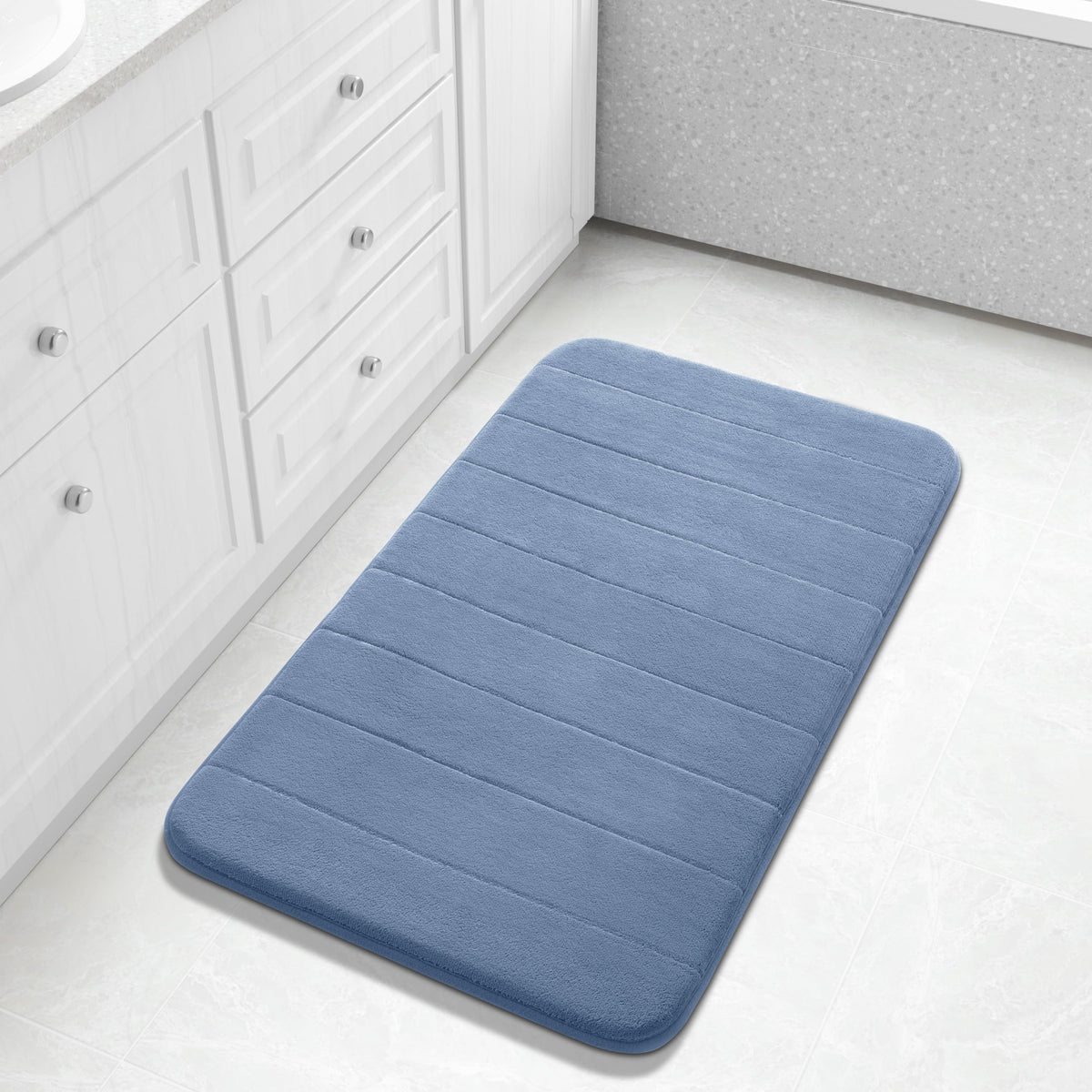 Yimobra Memory Foam Bath Mat, Super Soft Absorbent Bathroom Rug Non Slip, Quick Dry, Machine Washable Floor Carpet for Tub Shower, Home Decor Accessories, 24x17, Grey