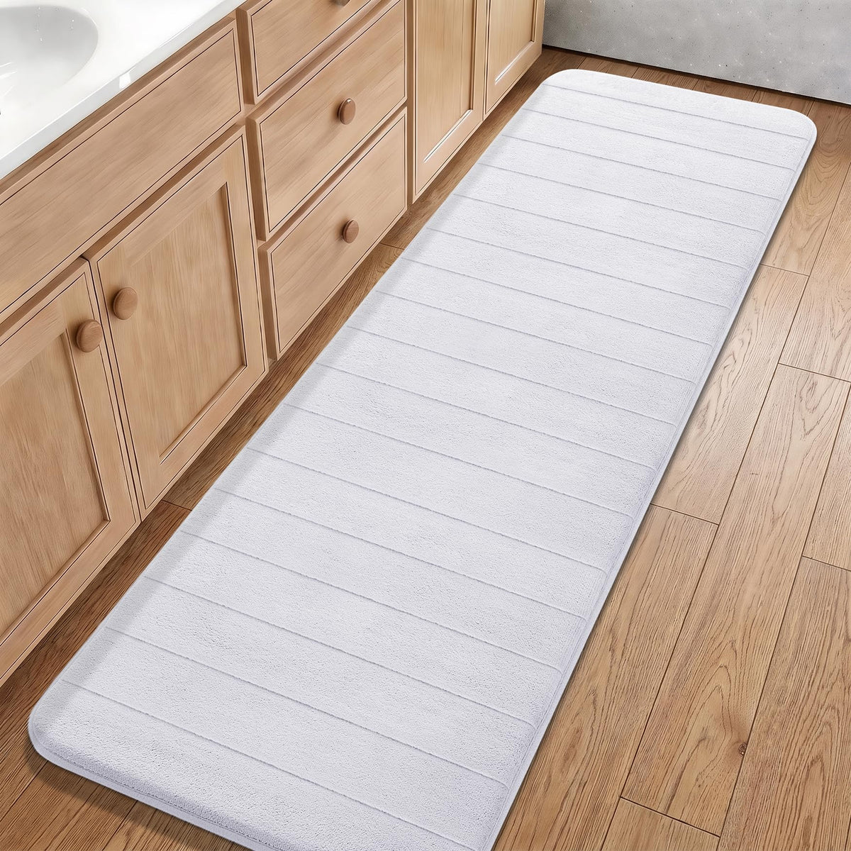 Yimobra Memory Foam Bath Mat, Super Soft Absorbent Bathroom Rug Non Slip, Quick Dry, Machine Washable Floor Carpet for Tub Shower, Home Decor Accessories, 24x17, Grey