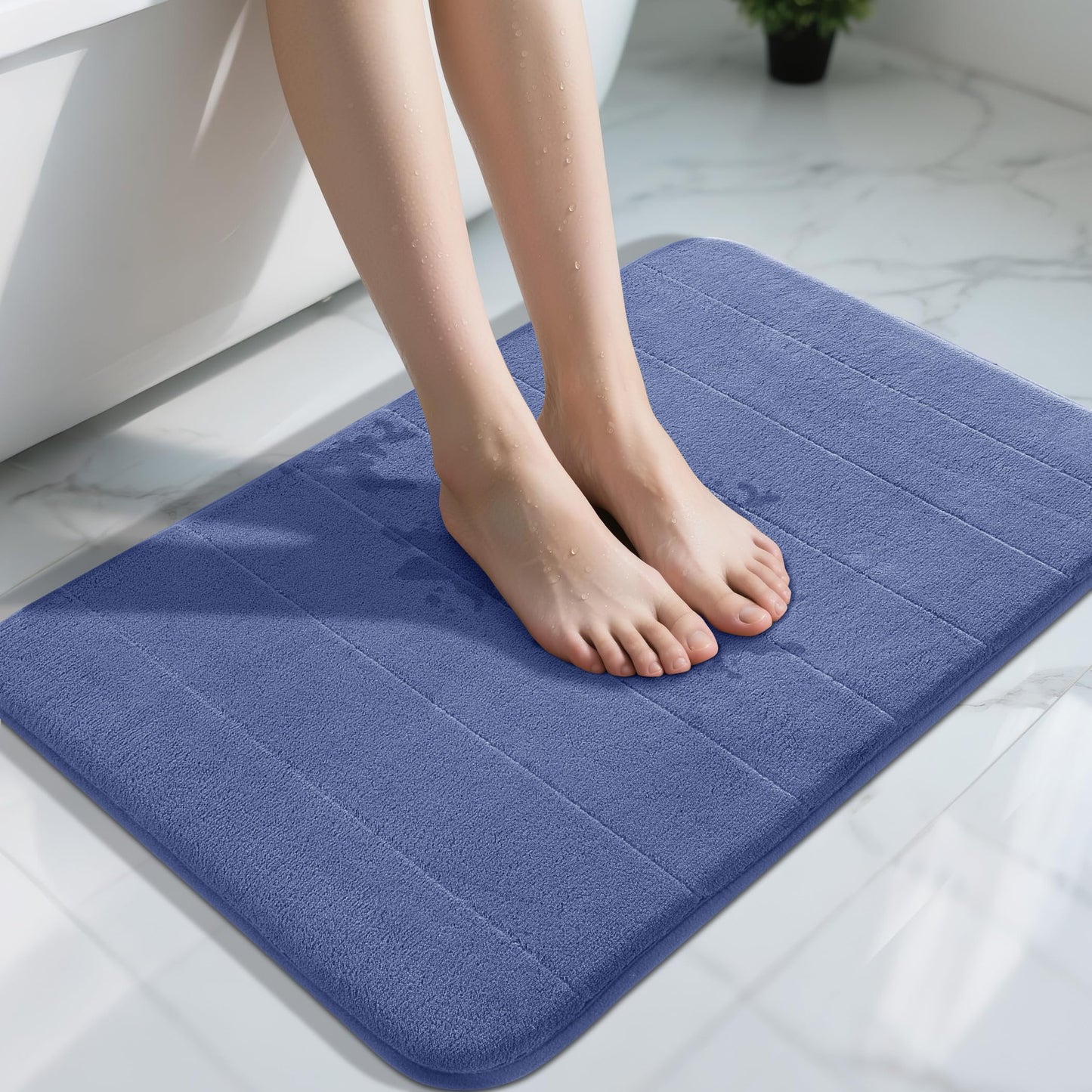 Yimobra Memory Foam Bath Mat, Super Soft Absorbent Bathroom Rug Non Slip, Quick Dry, Machine Washable Floor Carpet for Tub Shower, Home Decor Accessories, 24x17, Grey