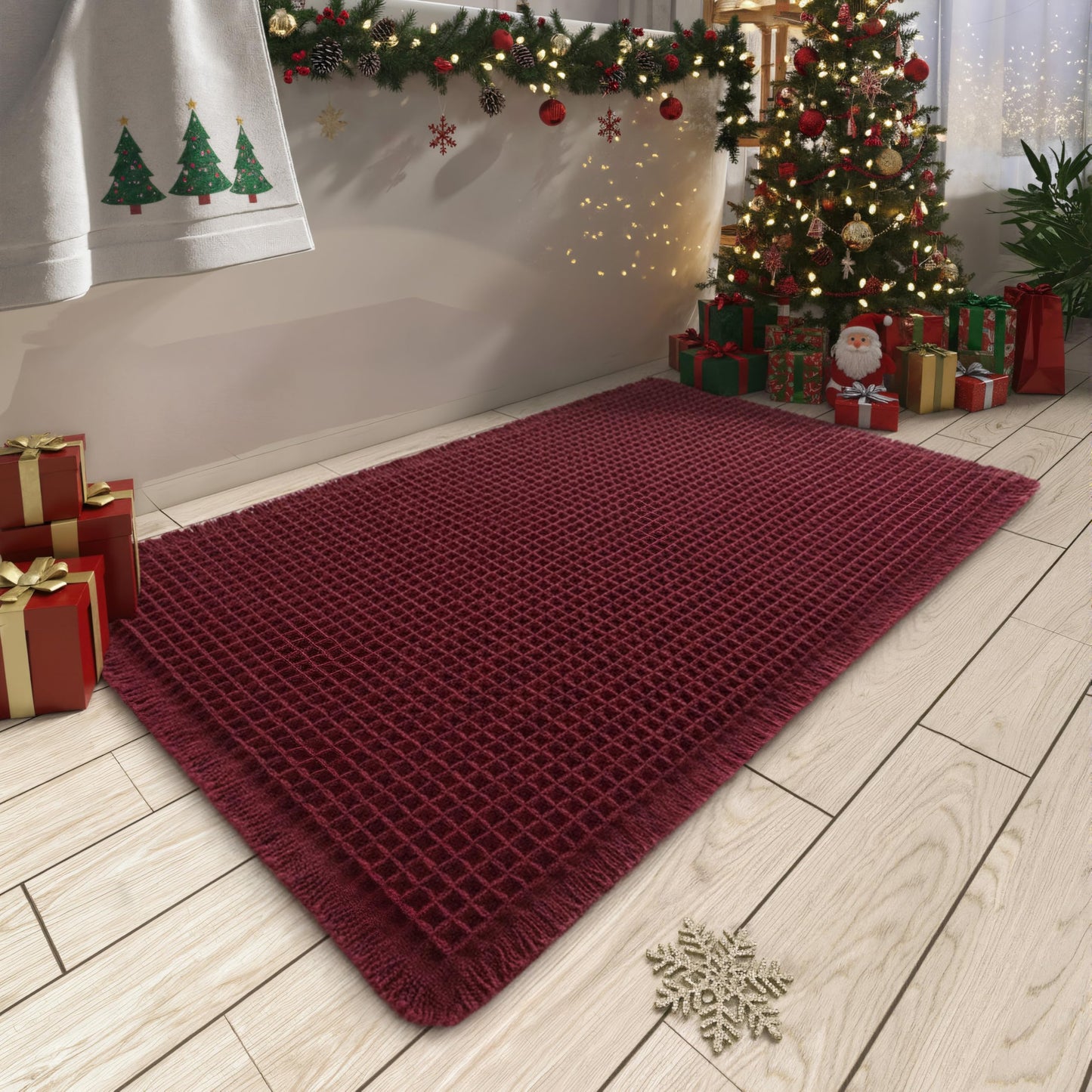 Upgraded Waffle Bath Mat Ultra Absorbent Non Slip Bathroom Mat, 17" x 24" | Brown, Quick Dry Washable Bathroom Rugs, Extra Soft Decorative Bath Rugs for Bathroom Floor, Beside Tub and Shower