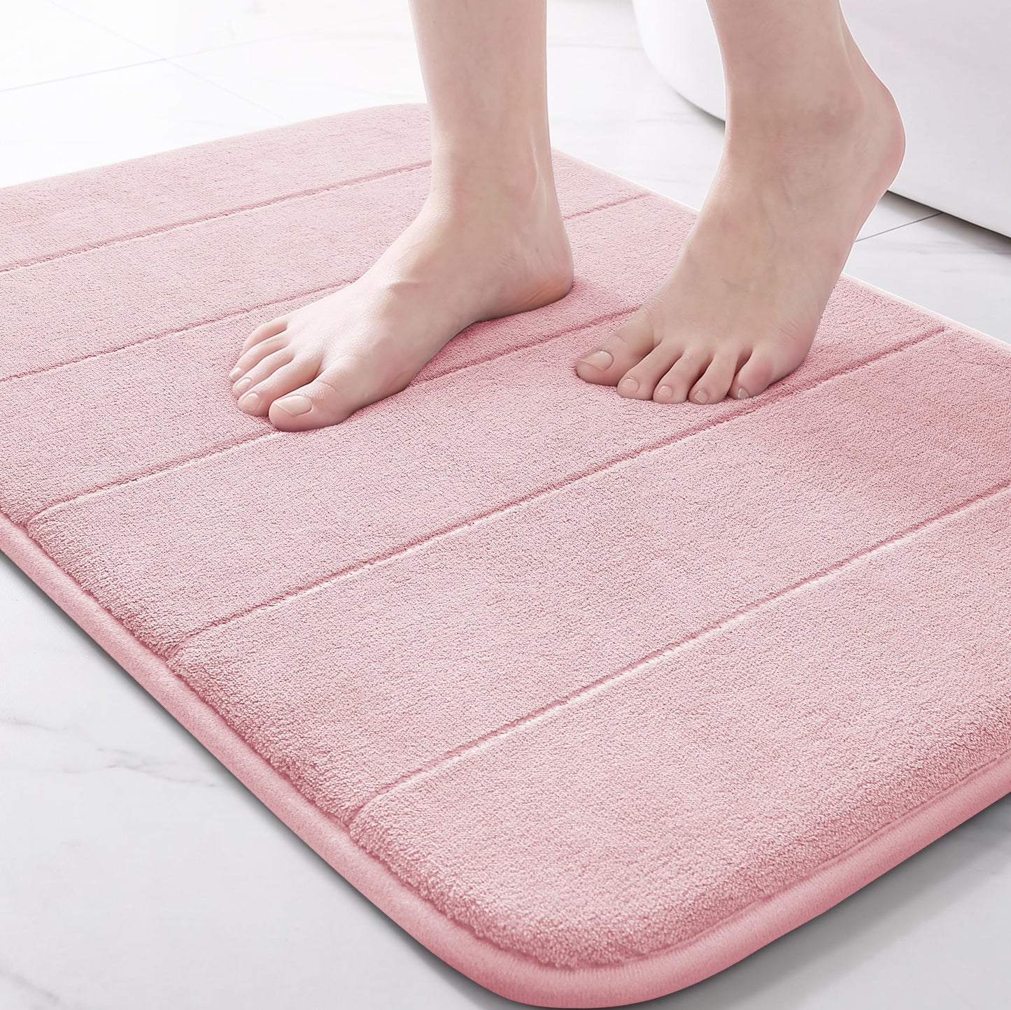 Yimobra Memory Foam Bath Mat, Super Soft Absorbent Bathroom Rug Non Slip, Quick Dry, Machine Washable Floor Carpet for Tub Shower, Home Decor Accessories, 24x17, Grey