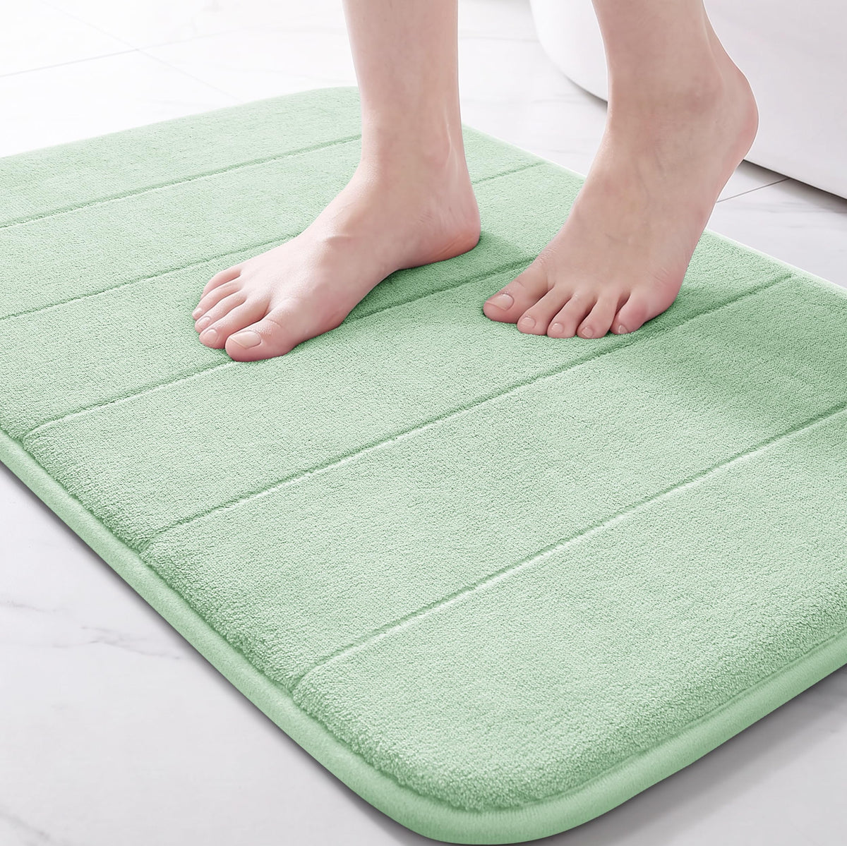 Yimobra Memory Foam Bath Mat, Super Soft Absorbent Bathroom Rug Non Slip, Quick Dry, Machine Washable Floor Carpet for Tub Shower, Home Decor Accessories, 24x17, Grey