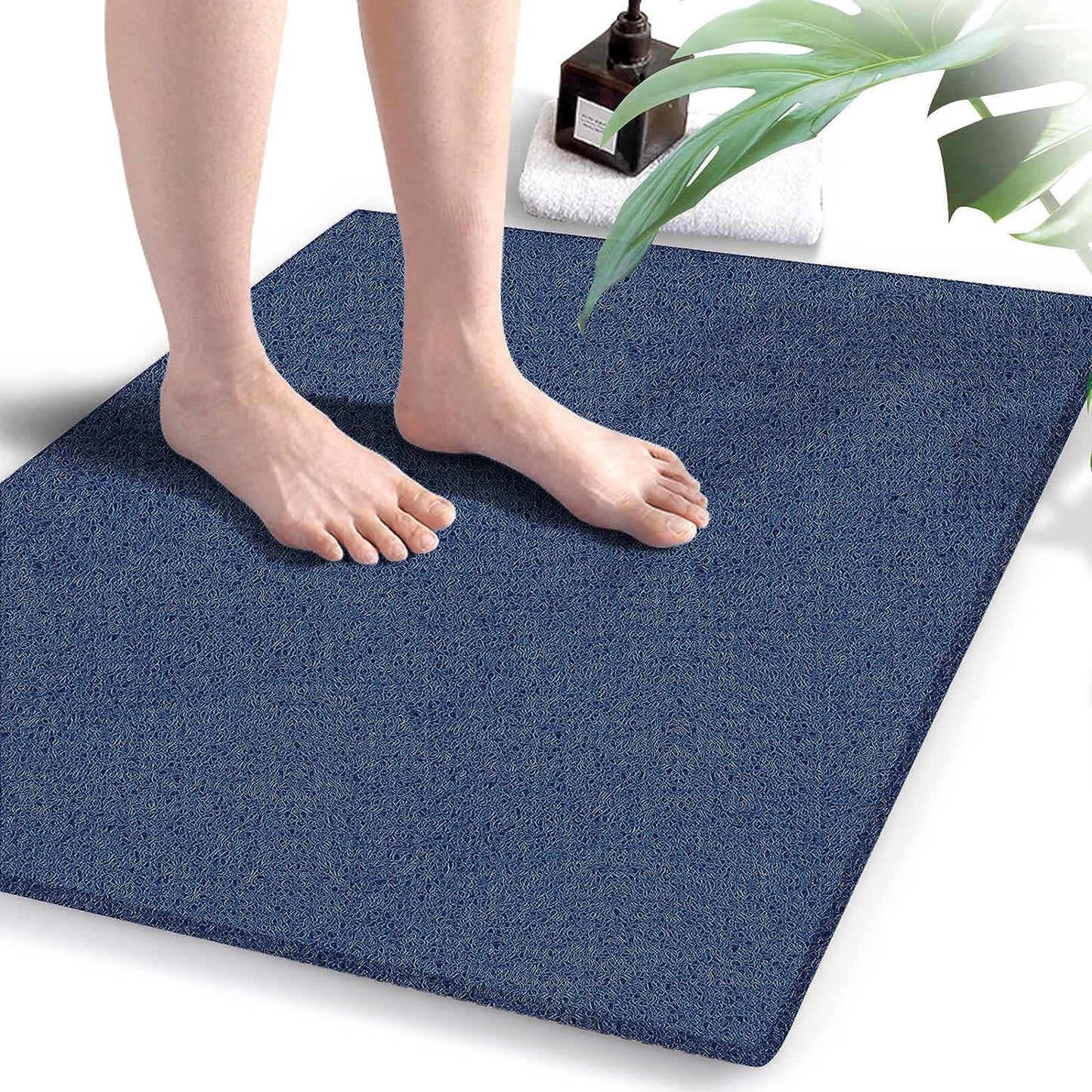 godehone Shower Mats Non Slip Without Suction Cups, PVC Loofah Bathroom Mats, Loofah Mats for Shower and Bathroom, Quick Drying, 15.7× 36 Inch, Grey