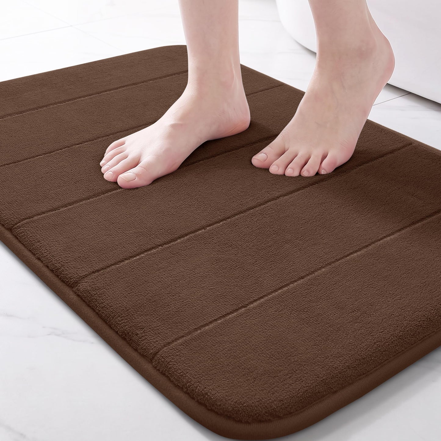 Yimobra Memory Foam Bath Mat, Super Soft Absorbent Bathroom Rug Non Slip, Quick Dry, Machine Washable Floor Carpet for Tub Shower, Home Decor Accessories, 24x17, Grey