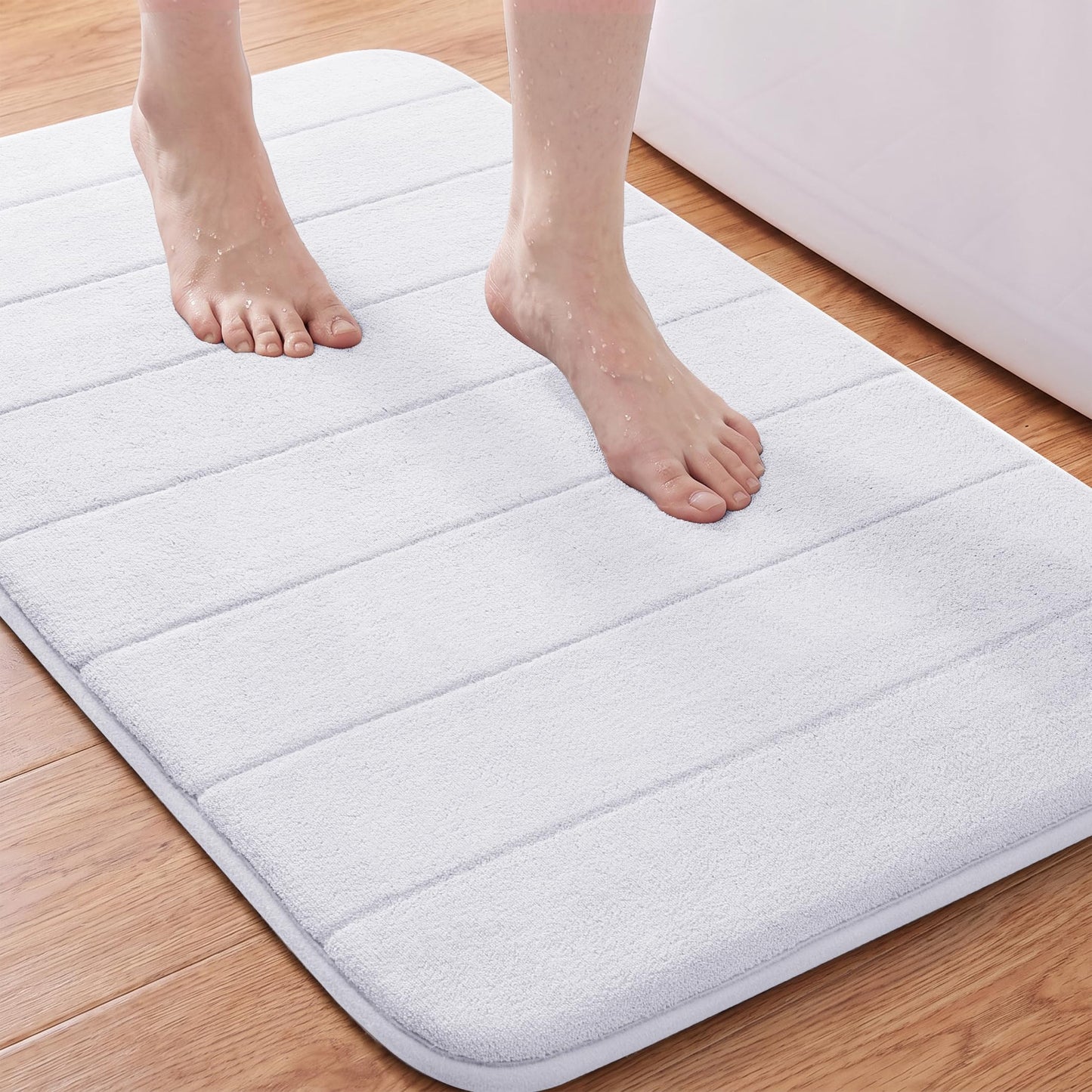 Yimobra Memory Foam Bath Mat, Super Soft Absorbent Bathroom Rug Non Slip, Quick Dry, Machine Washable Floor Carpet for Tub Shower, Home Decor Accessories, 24x17, Grey