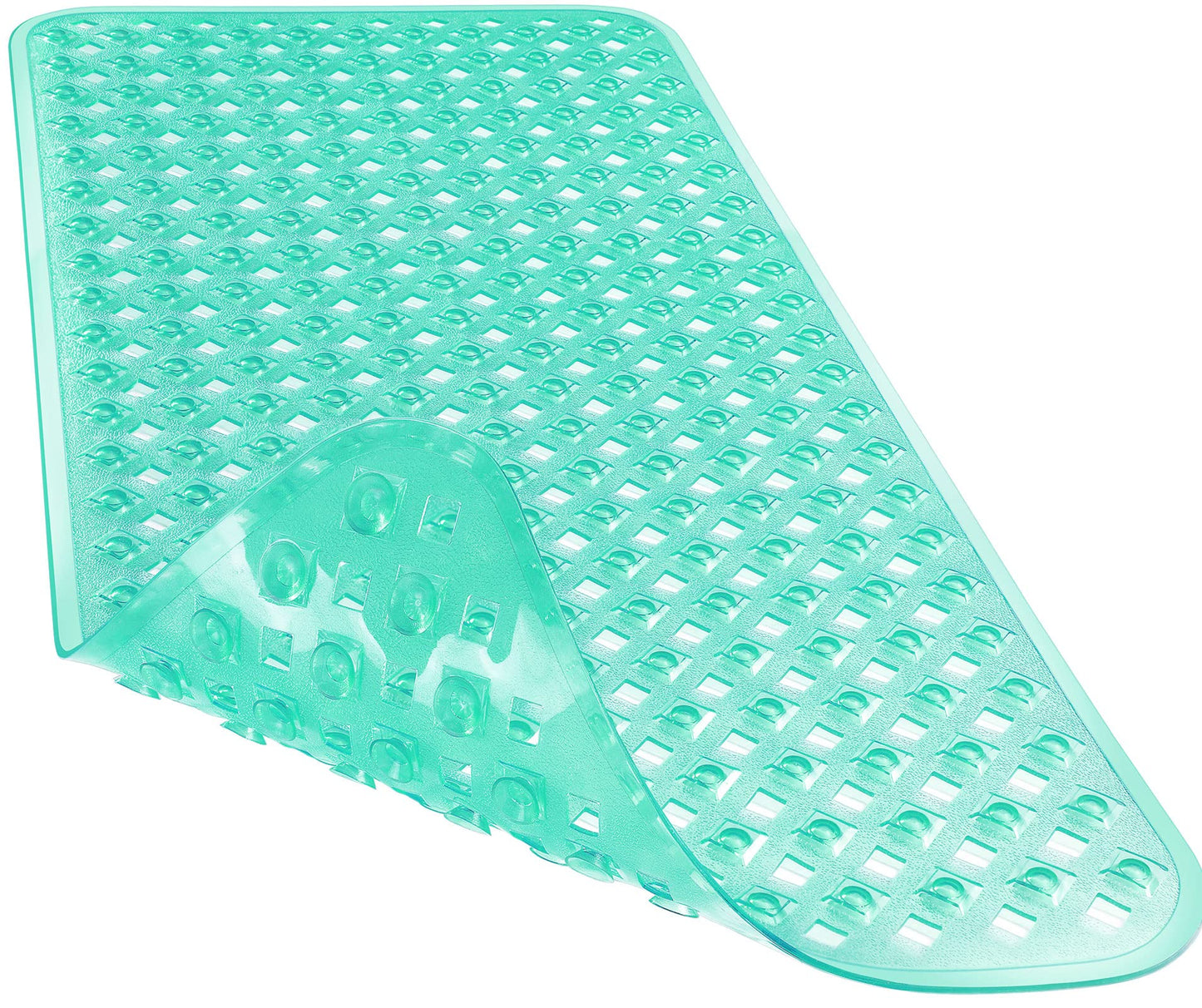 Yimobra Bathtub Mat Non Slip, 35"X16" Shower Mat with Strong Suction Cups & Drain Holes, Long Anti Slip Bath Tub Mat for Inside Shower, Machine Washable Fast Drying, Bathroom Essentials, Clear Blue