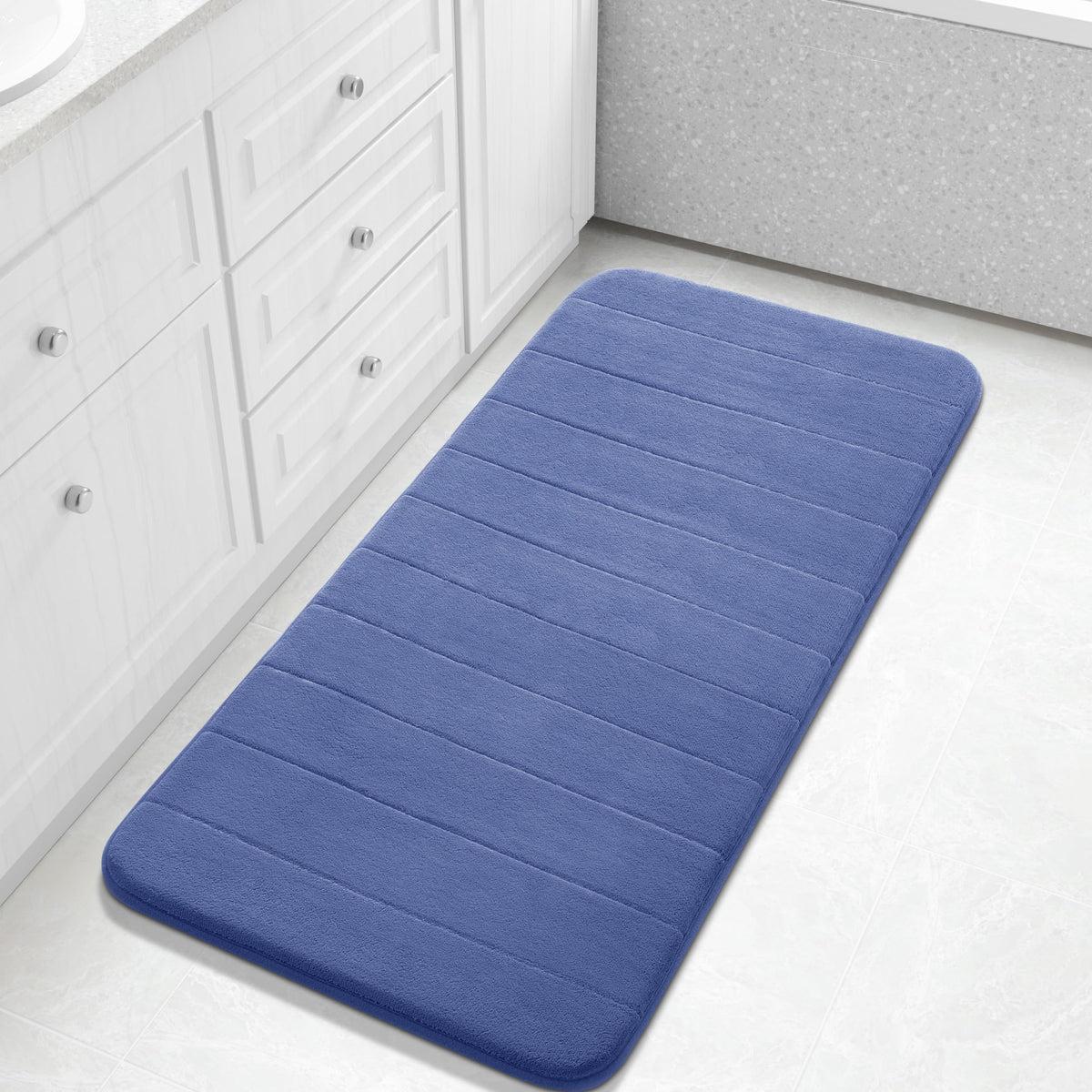 Yimobra Memory Foam Bath Mat, Super Soft Absorbent Bathroom Rug Non Slip, Quick Dry, Machine Washable Floor Carpet for Tub Shower, Home Decor Accessories, 24x17, Grey