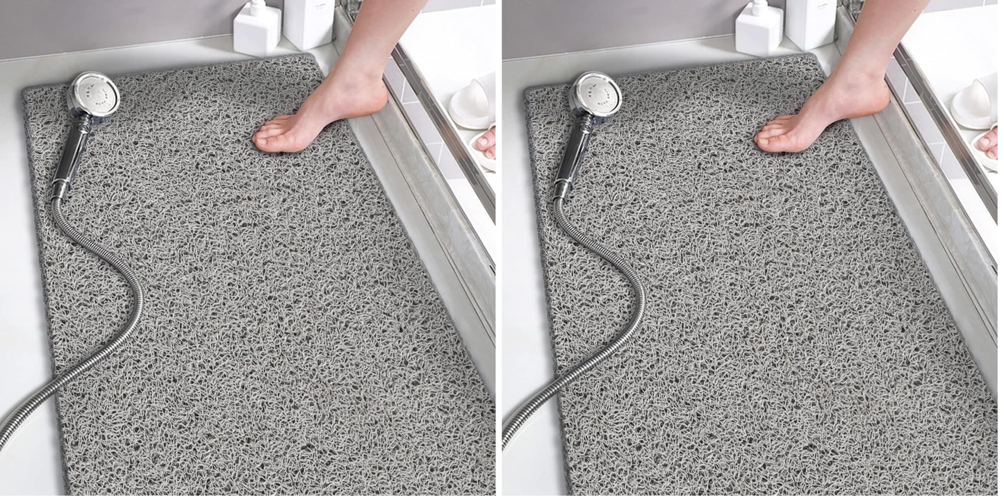godehone Shower Mats Non Slip Without Suction Cups, PVC Loofah Bathroom Mats, Loofah Mats for Shower and Bathroom, Quick Drying, 15.7× 36 Inch, Grey