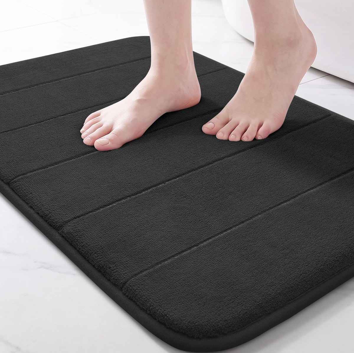 Yimobra Memory Foam Bath Mat, Super Soft Absorbent Bathroom Rug Non Slip, Quick Dry, Machine Washable Floor Carpet for Tub Shower, Home Decor Accessories, 24x17, Grey