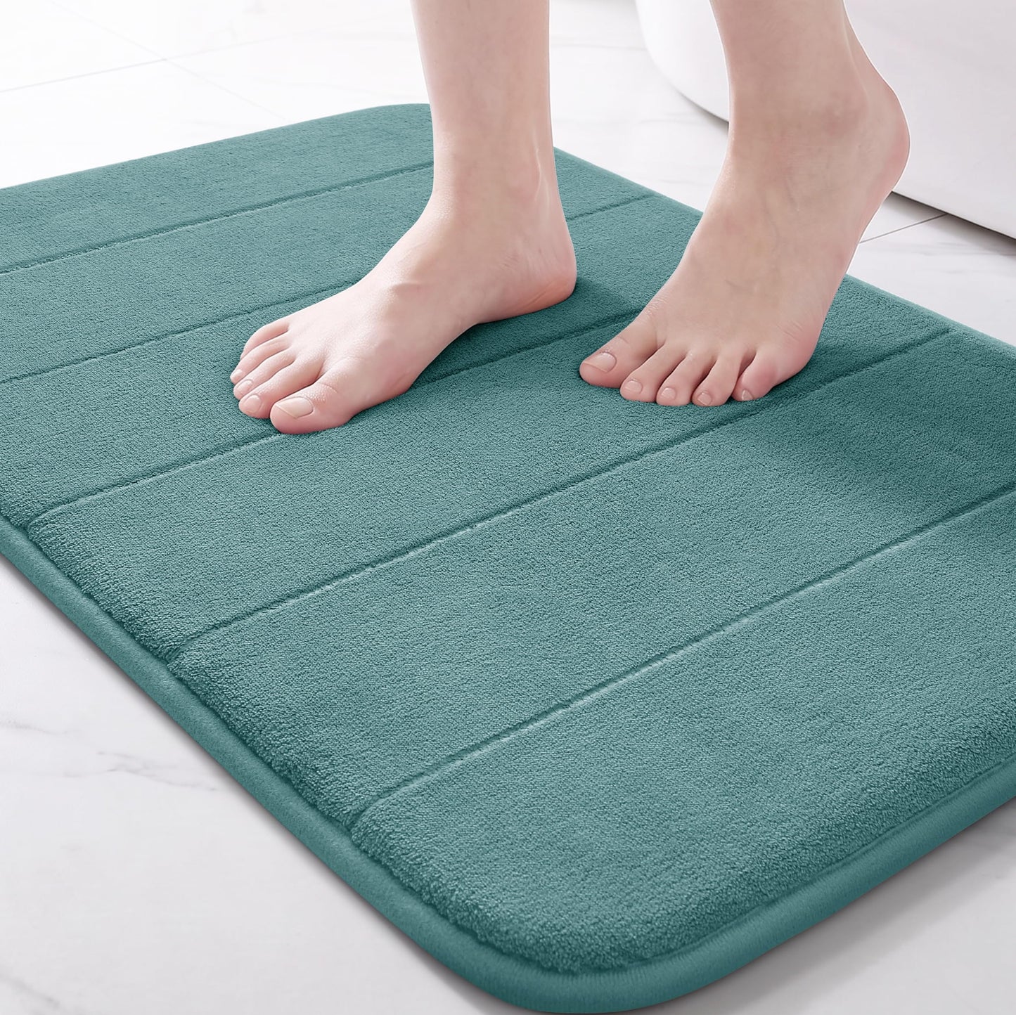 Yimobra Memory Foam Bath Mat, Super Soft Absorbent Bathroom Rug Non Slip, Quick Dry, Machine Washable Floor Carpet for Tub Shower, Home Decor Accessories, 24x17, Grey