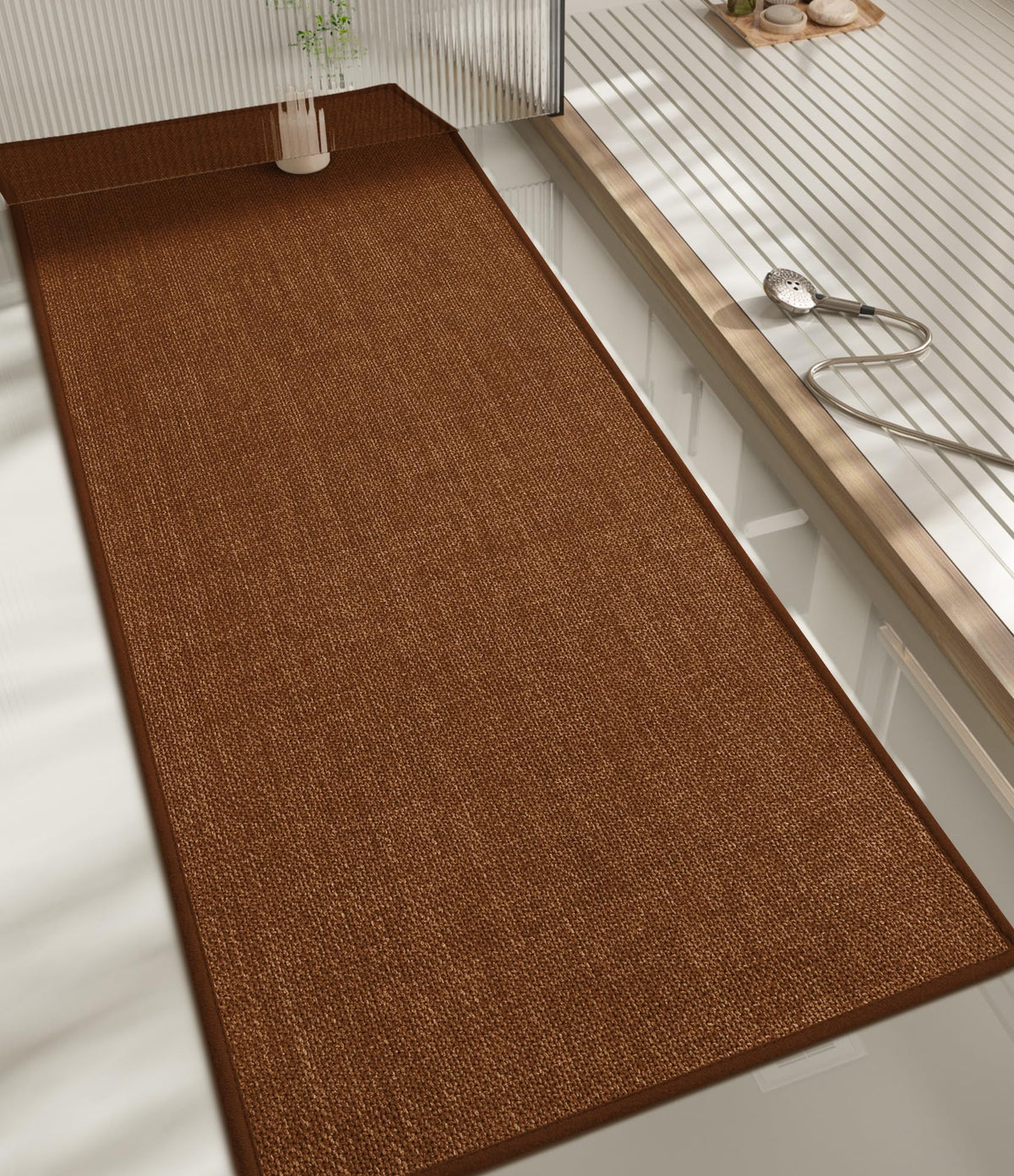 chakme Bathroom Rugs Mat 24x17, Ultra Thin Non Slip Bath Mat Small Quick Dry Absorbent Bath Mat for Bathroom Floor, (Dark Beige, 24"x17")