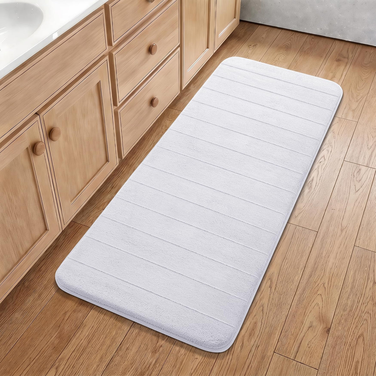 Yimobra Memory Foam Bath Mat, Super Soft Absorbent Bathroom Rug Non Slip, Quick Dry, Machine Washable Floor Carpet for Tub Shower, Home Decor Accessories, 24x17, Grey