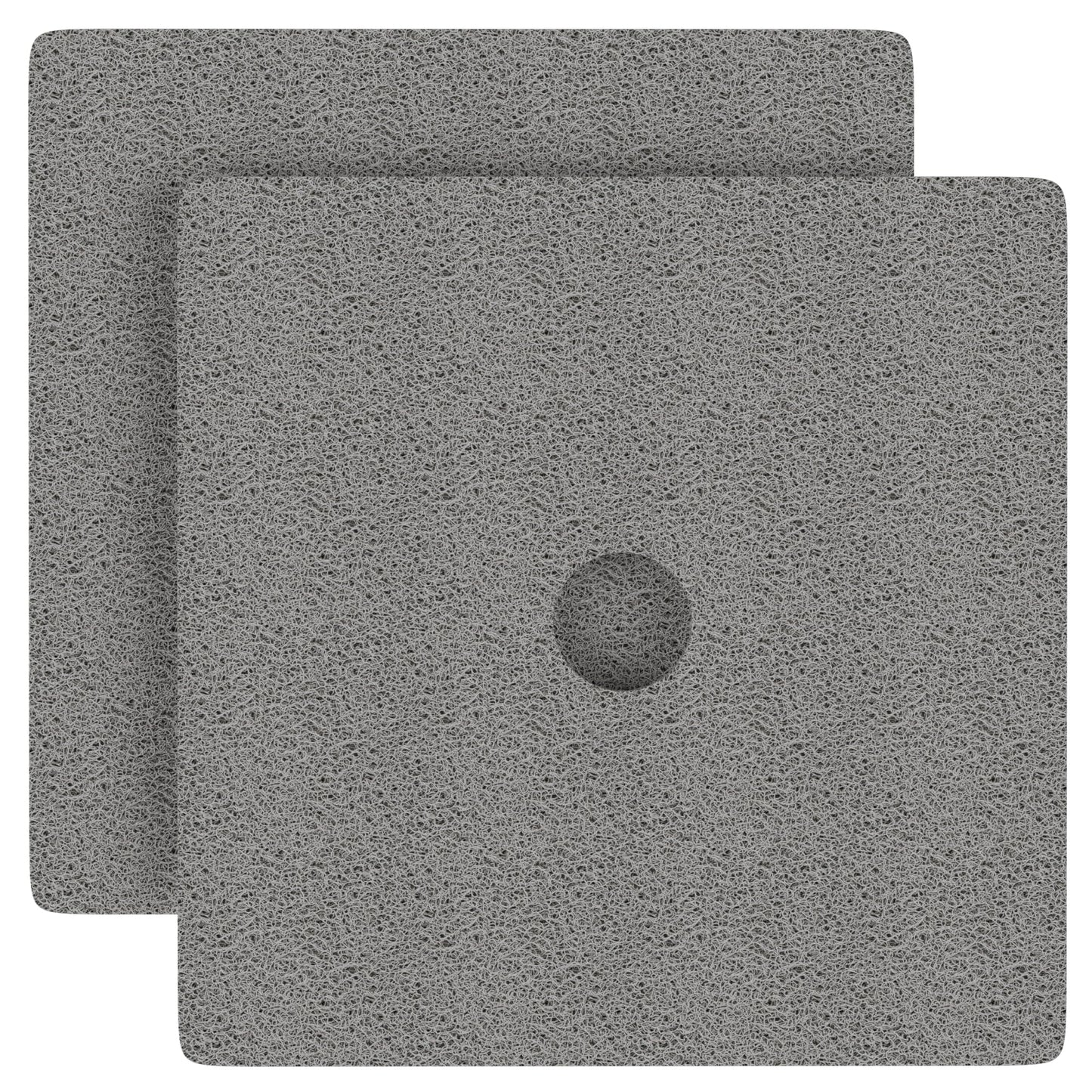 HITSLAM Square Shower Mat, 24 x 24 Inch Non Slip Bath Mat for Tub, Soft PVC Loofah Bathtub Mats with Drain Holes, Quick Drying Bathroom Stall Floor Mat, Bathroom Accessories Without Suction Cup, Grey
