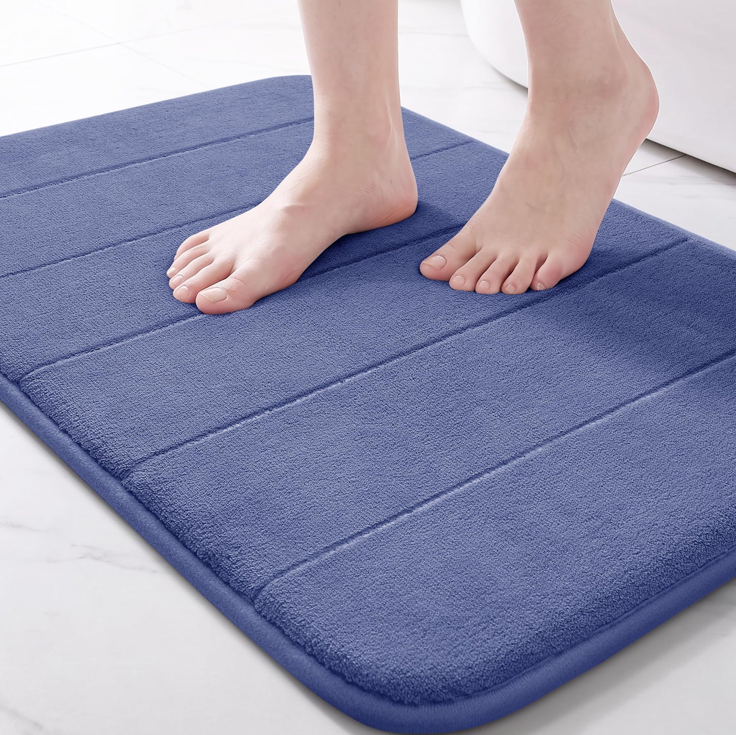Yimobra Memory Foam Bath Mat, Super Soft Absorbent Bathroom Rug Non Slip, Quick Dry, Machine Washable Floor Carpet for Tub Shower, Home Decor Accessories, 24x17, Grey