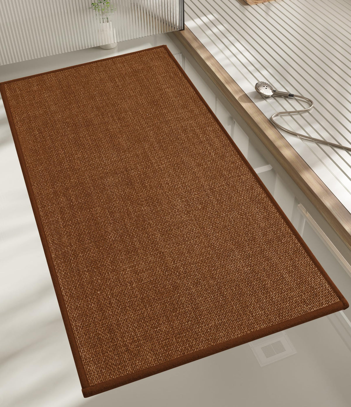 chakme Bathroom Rugs Mat 24x17, Ultra Thin Non Slip Bath Mat Small Quick Dry Absorbent Bath Mat for Bathroom Floor, (Dark Beige, 24"x17")