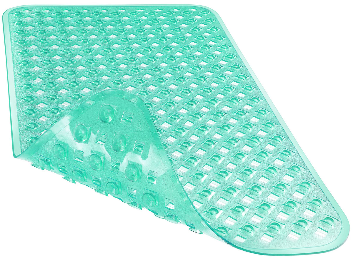 Yimobra Bathtub Mat Non Slip, 35"X16" Shower Mat with Strong Suction Cups & Drain Holes, Long Anti Slip Bath Tub Mat for Inside Shower, Machine Washable Fast Drying, Bathroom Essentials, Clear Blue