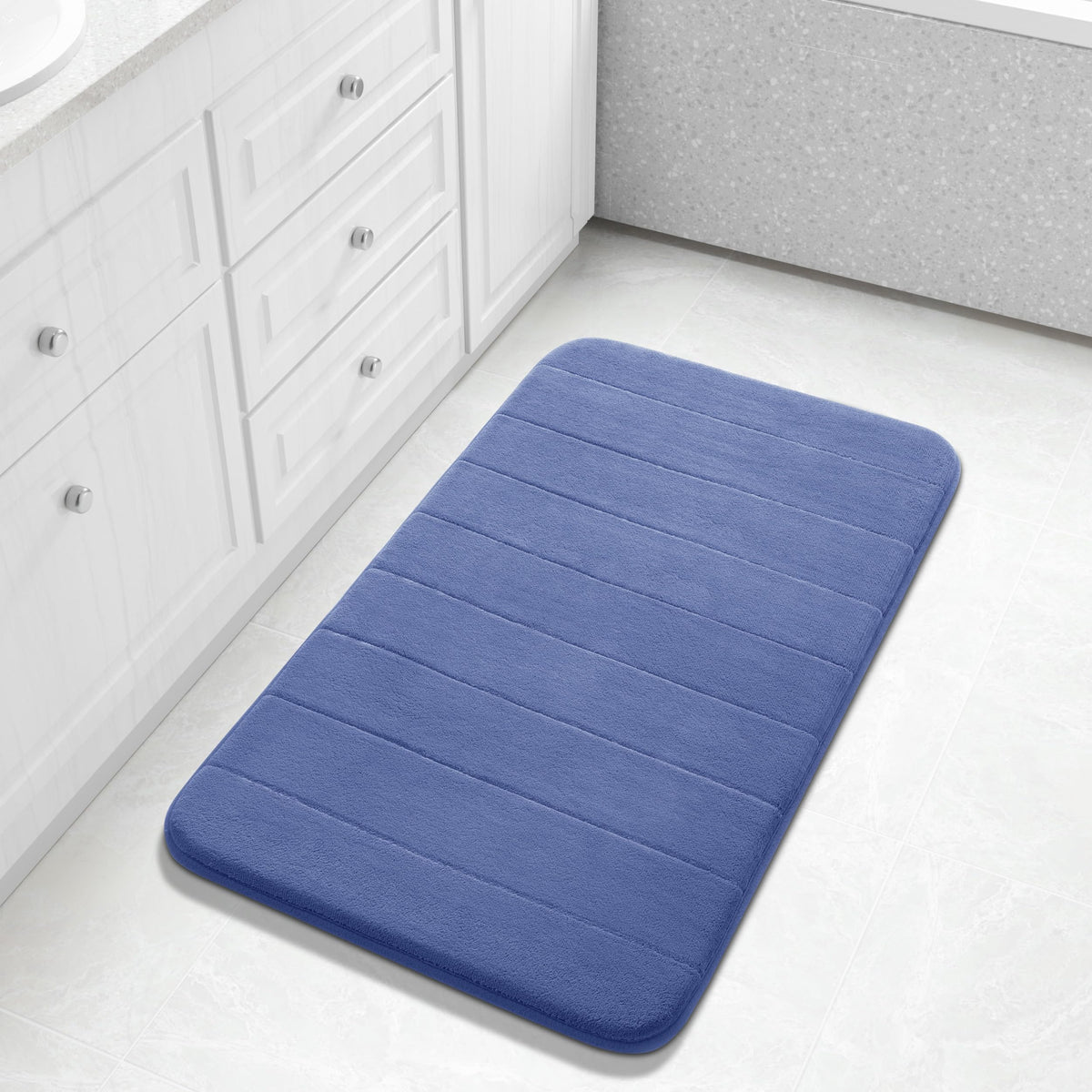 Yimobra Memory Foam Bath Mat, Super Soft Absorbent Bathroom Rug Non Slip, Quick Dry, Machine Washable Floor Carpet for Tub Shower, Home Decor Accessories, 24x17, Grey
