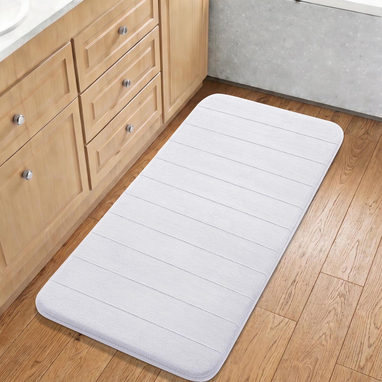Yimobra Memory Foam Bath Mat, Super Soft Absorbent Bathroom Rug Non Slip, Quick Dry, Machine Washable Floor Carpet for Tub Shower, Home Decor Accessories, 24x17, Grey