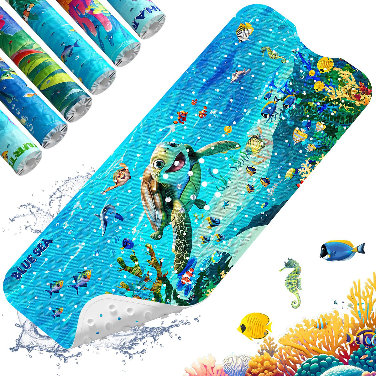 XIYUNTE Bath Mat for Tub Non Slip Bathtub Mat Non Slip 40x16 Baby Bath Mat | 100% BPA Free, Non Toxic, Mildew Resistant, Machine Washable, Extra Long Kids Bath Mat for Tub Non Slip, Toddler Bath Mat