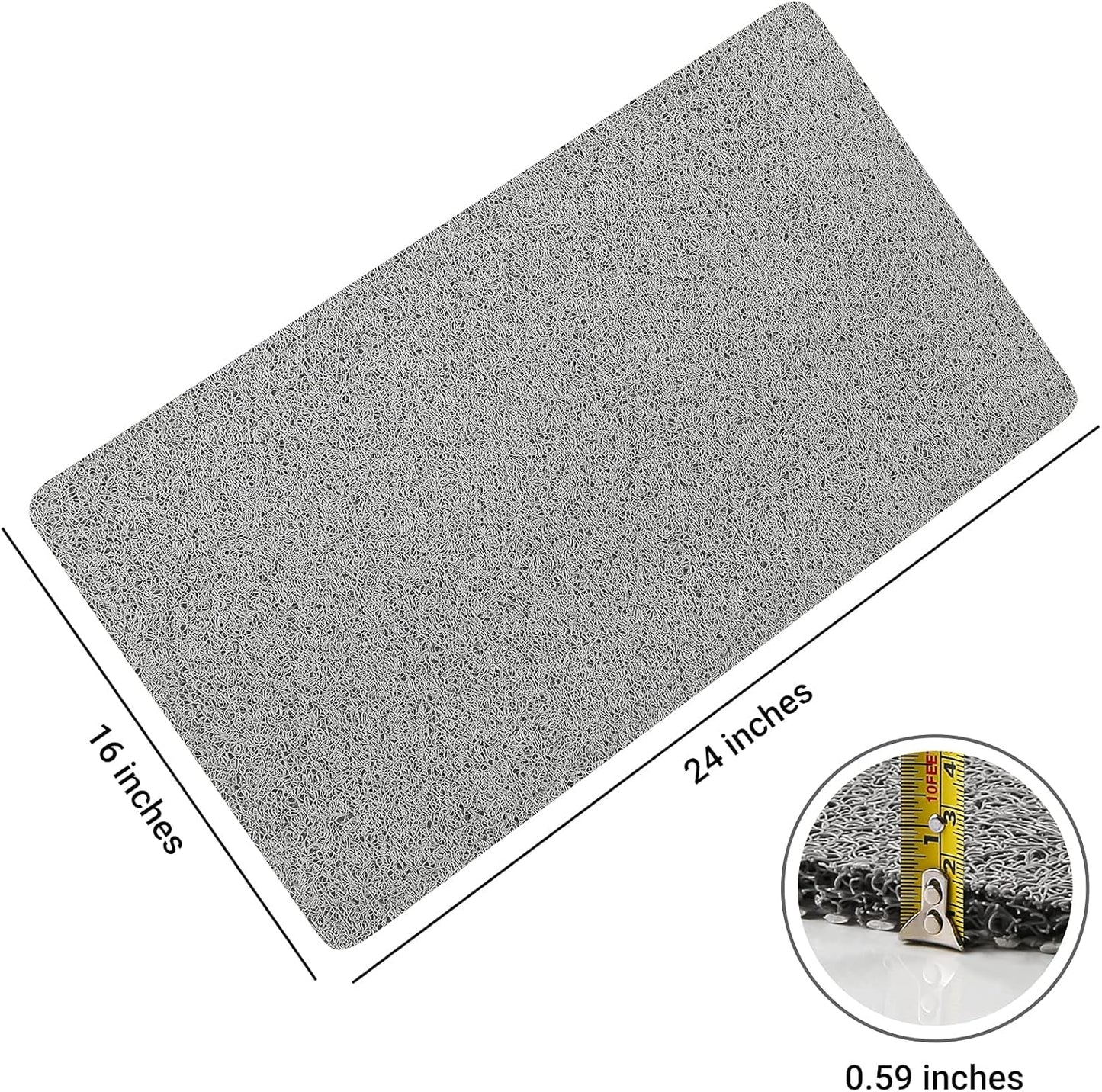 LuxStep Shower Mat Bathtub Mat,24x16 inch, Non-Slip Bath Mat with Drain, Quick Drying PVC Loofah Bathmat for Tub,Shower,Bathroom (Phthalate Free,Grey) | 24x16 inch PVC Loofah Bathmat for Tub,Shower,Bathroom (Phthalate Free,Grey)