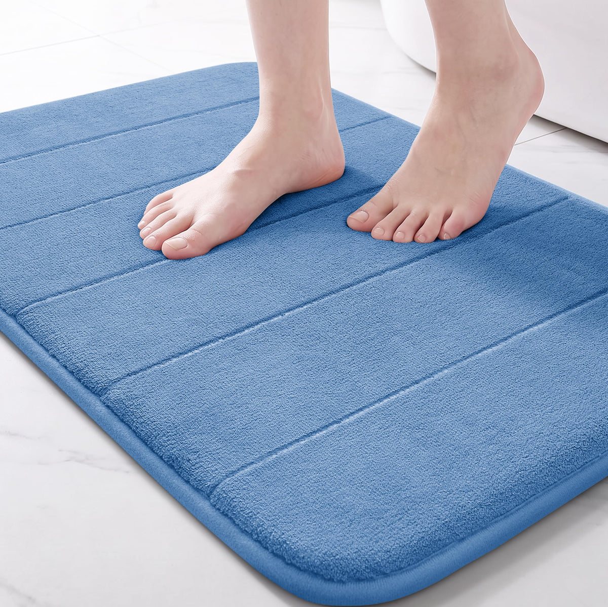 Yimobra Memory Foam Bath Mat, Super Soft Absorbent Bathroom Rug Non Slip, Quick Dry, Machine Washable Floor Carpet for Tub Shower, Home Decor Accessories, 24x17, Grey