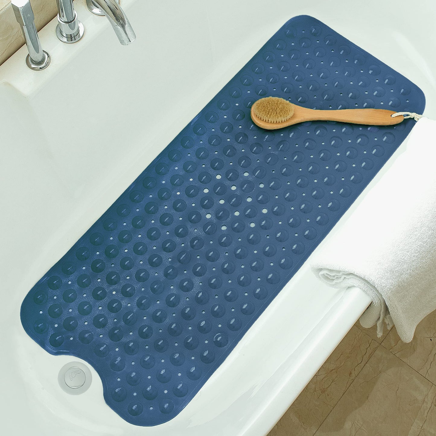 Bathtub Mats for Shower Tub Non-Slip Bath Mat 39 x 16 Inch Extra Long Shower Mat, Bath Tub Mat for Bathroom with Machine Washable, BPA Free for Kids (Clear Hot Pink)
