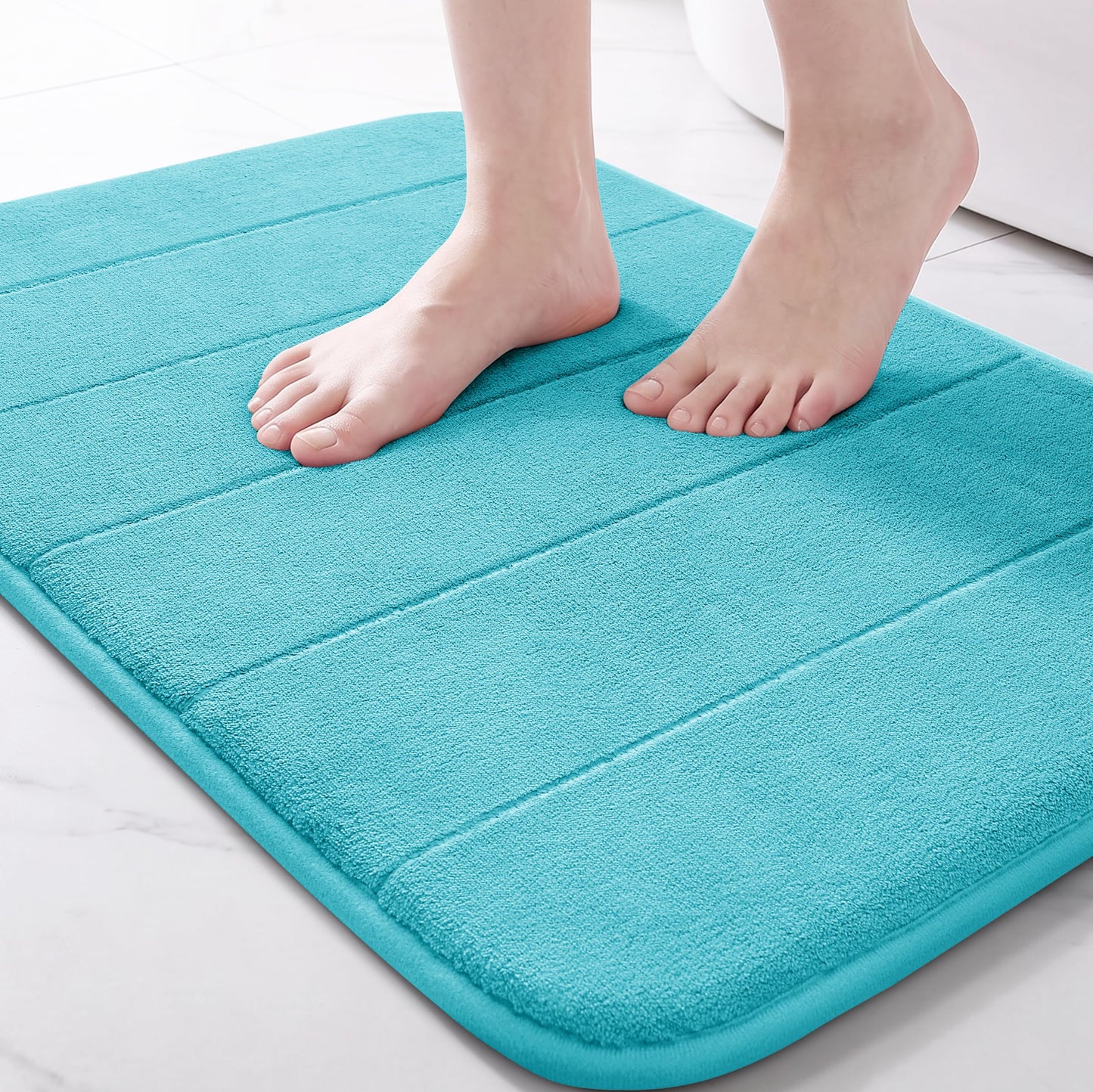 Yimobra Memory Foam Bath Mat, Super Soft Absorbent Bathroom Rug Non Slip, Quick Dry, Machine Washable Floor Carpet for Tub Shower, Home Decor Accessories, 24x17, Grey